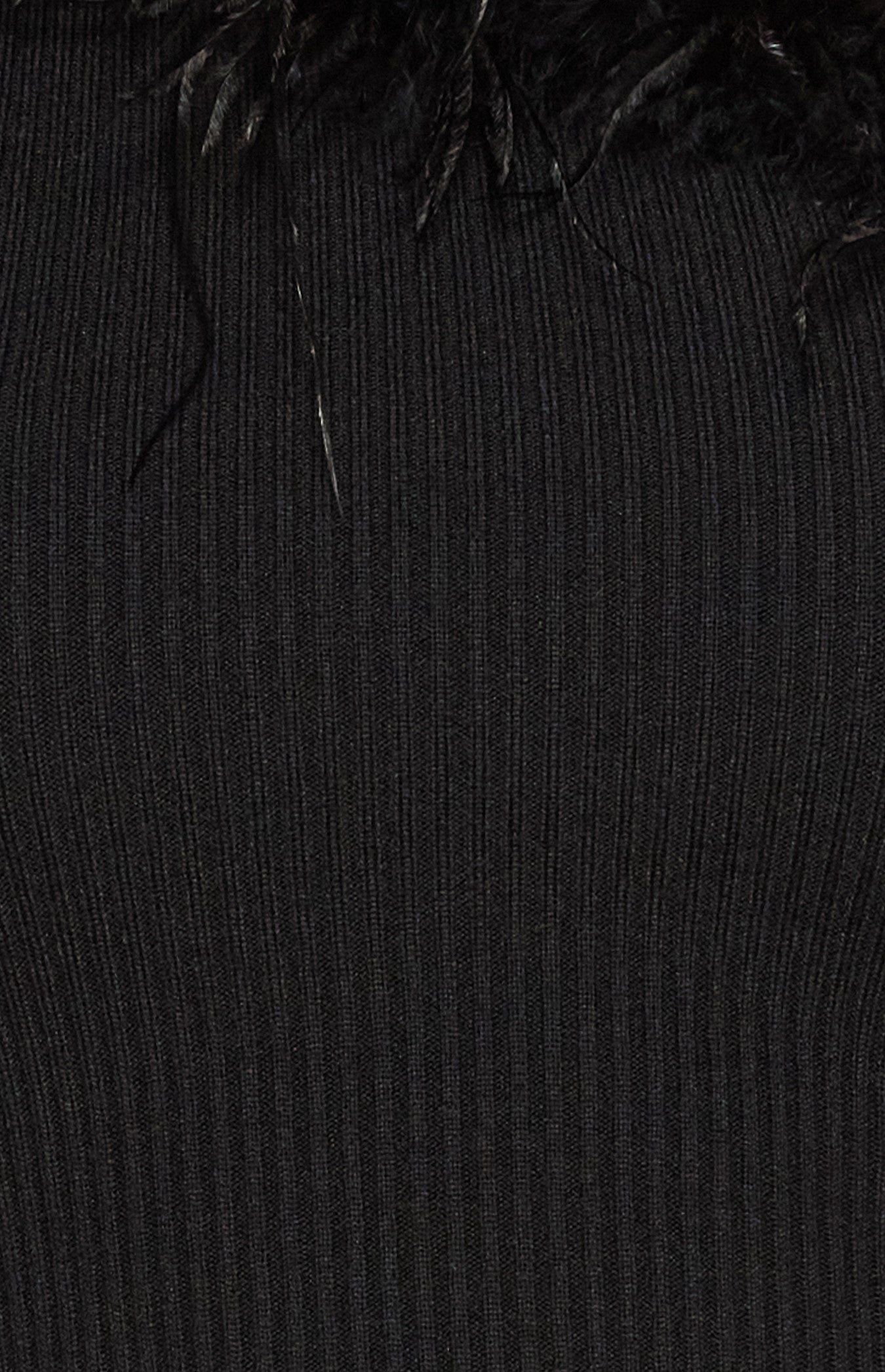 One Shoulder Feather Trim Neckline Knit Top