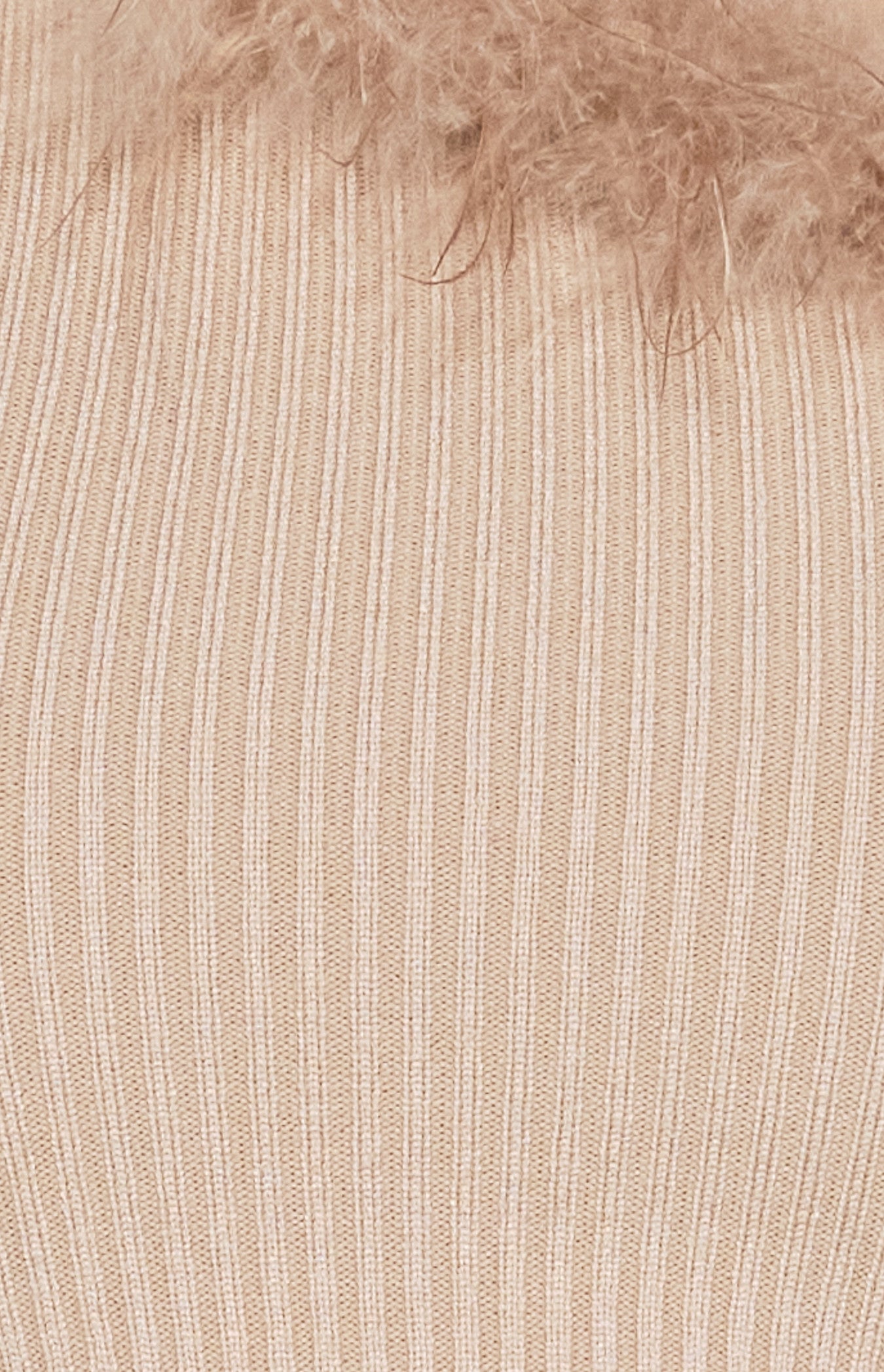 One Shoulder Feather Trim Neckline Knit Top