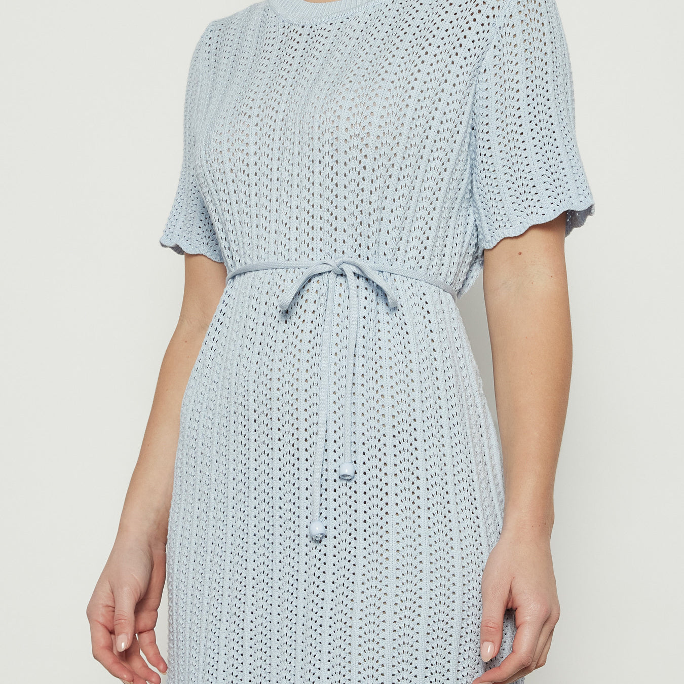 Crochet Knit Dress with Scallop Edge