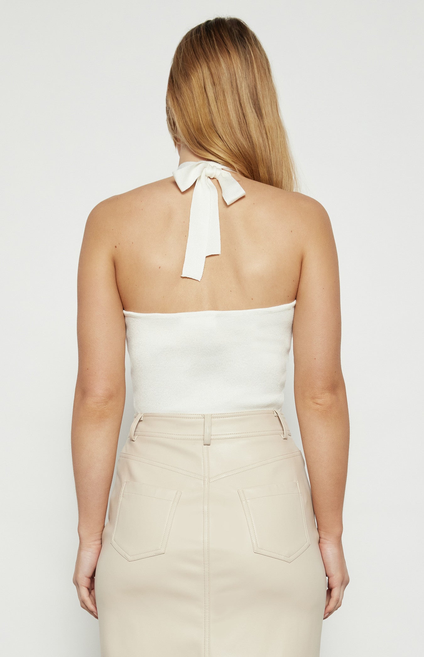 Halter Neck Knit Top with Key-Hole Detail