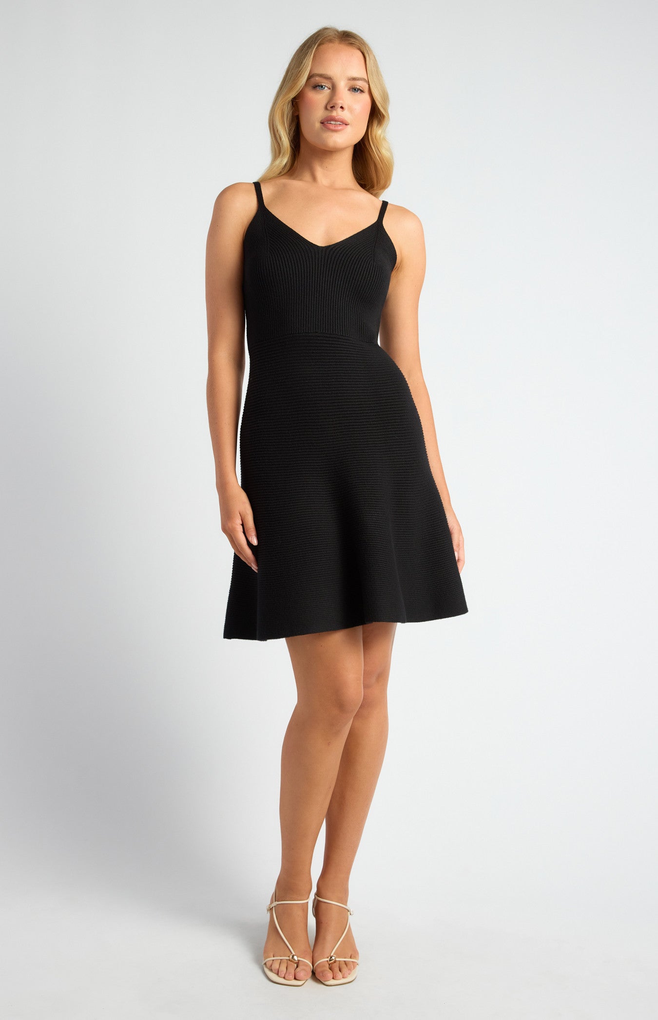 Knit Mini Dress and Cardigan Set with Self-Fabric Buttons