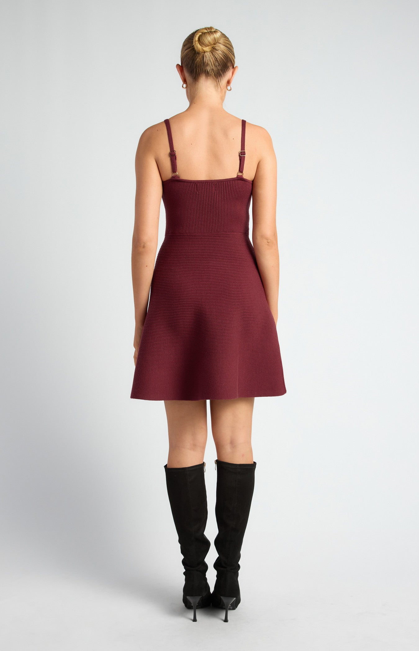 Knit Mini Dress and Cardigan Set with Self-Fabric Buttons