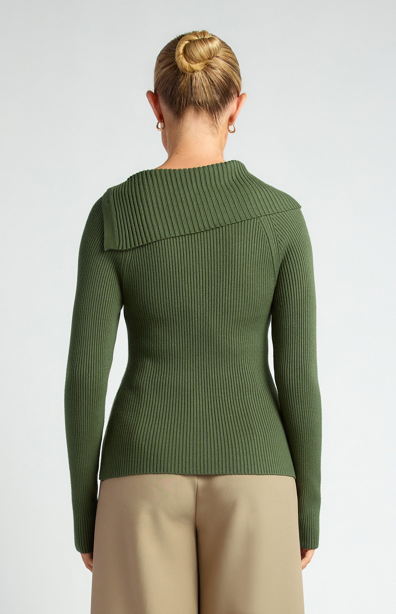 Draped Neckline Asymmetrical Button Knit Top