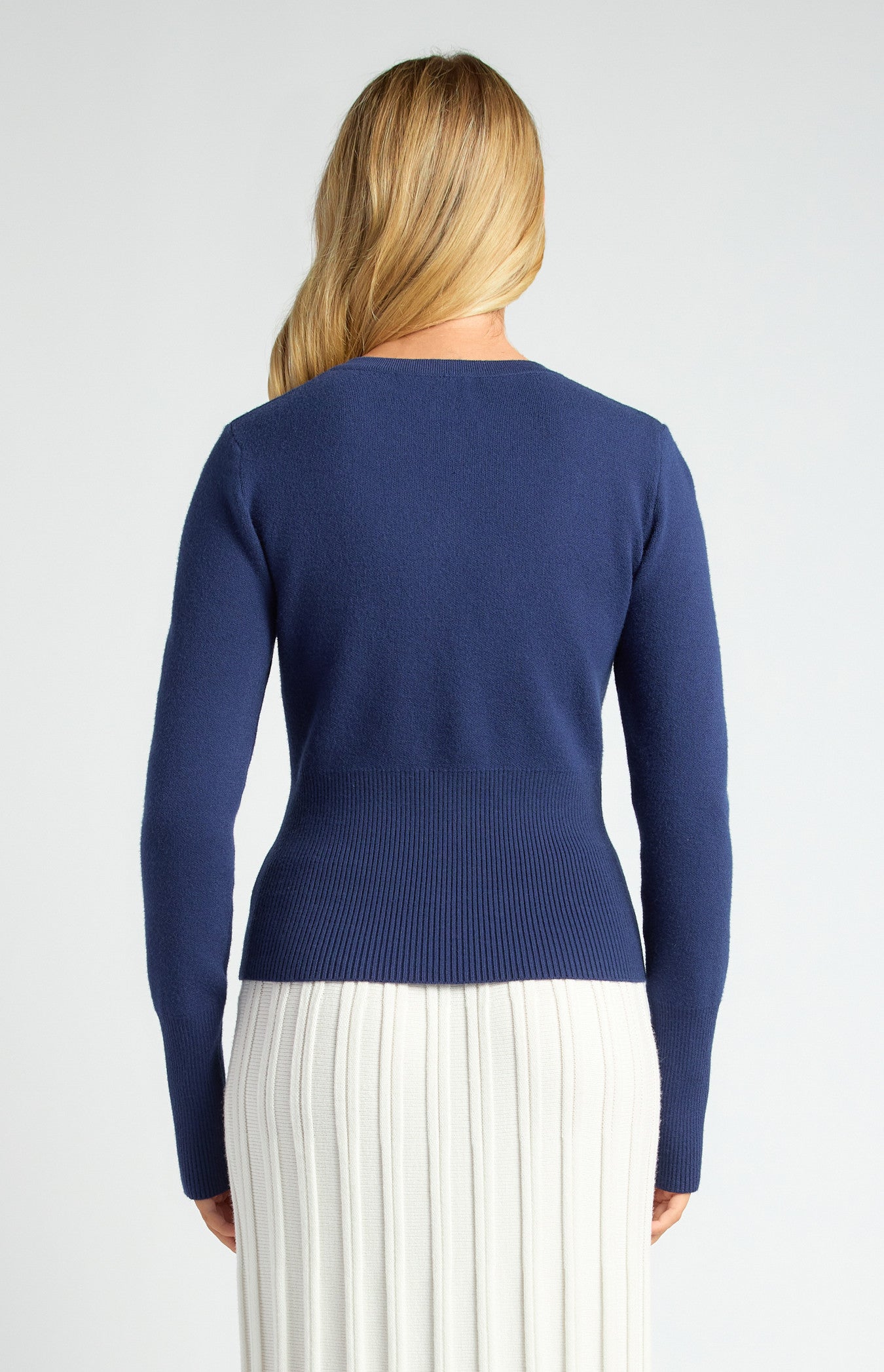 Cinch Waist Ribbed Detail Button-Up Cardigan