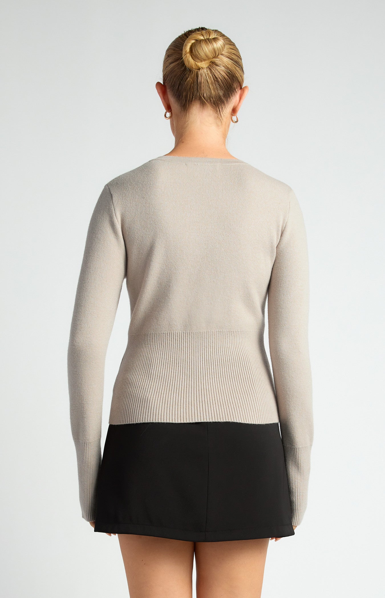 Cinch Waist Ribbed Detail Button-Up Cardigan