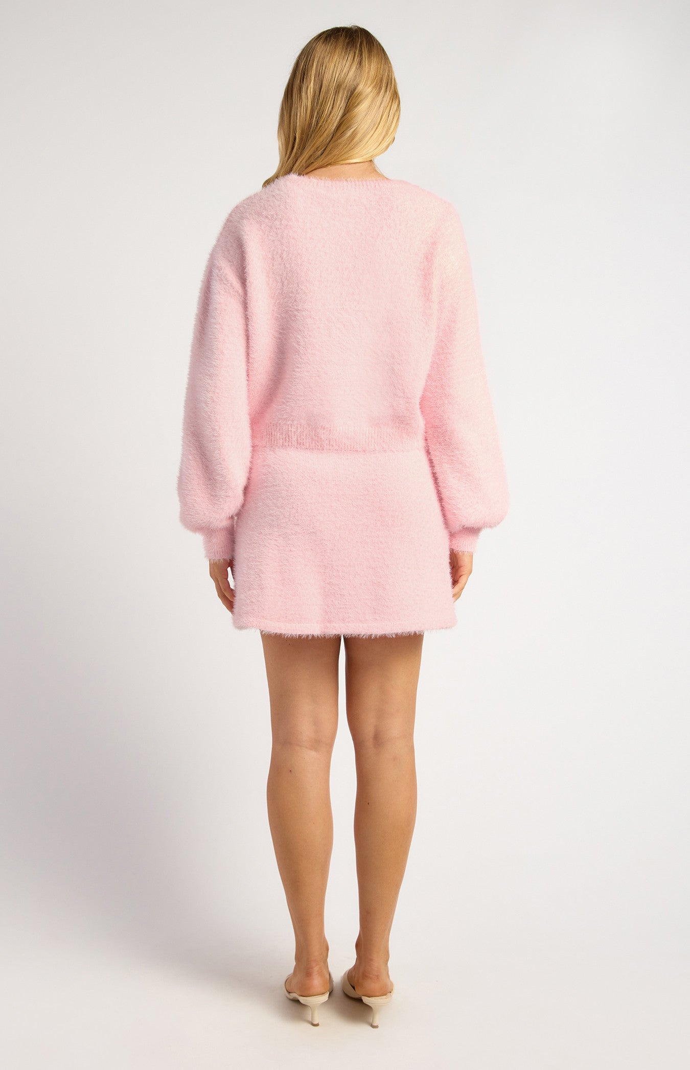 Fluffy Knit Set with Jumper and Mini Skirt