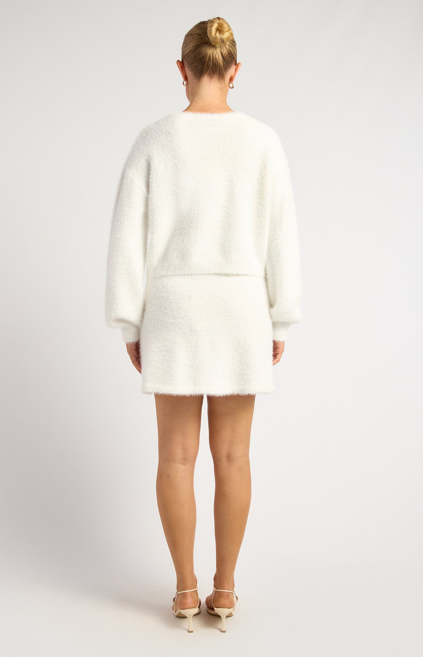 Fluffy Knit Set with Jumper and Mini Skirt