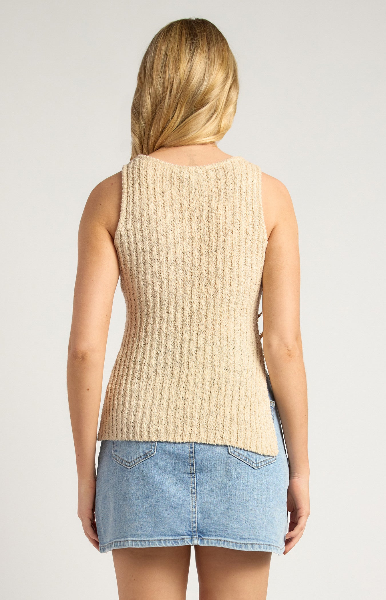 Racer Neckline Soft Knit Top