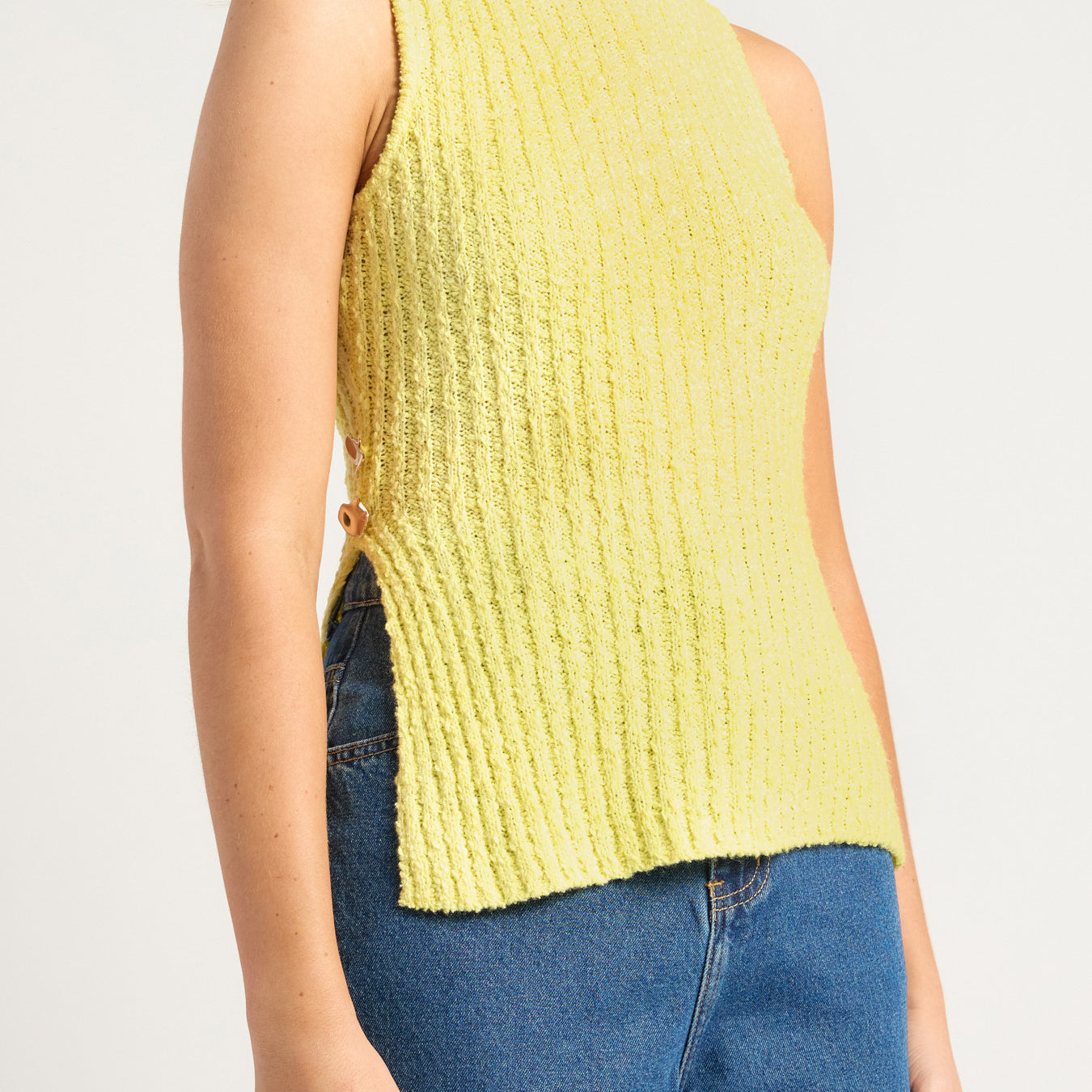Racer Neckline Soft Knit Top