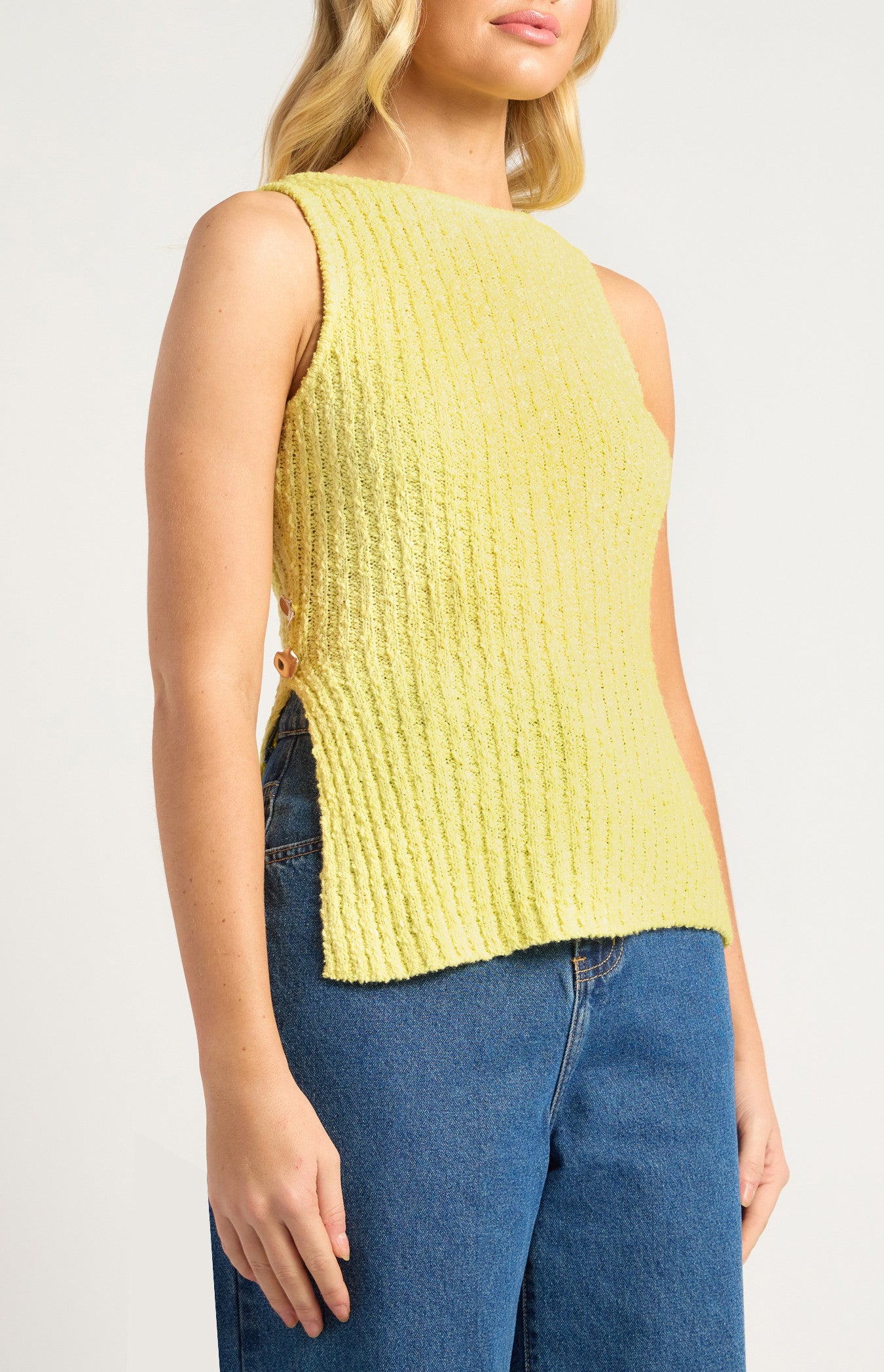 Racer Neckline Soft Knit Top