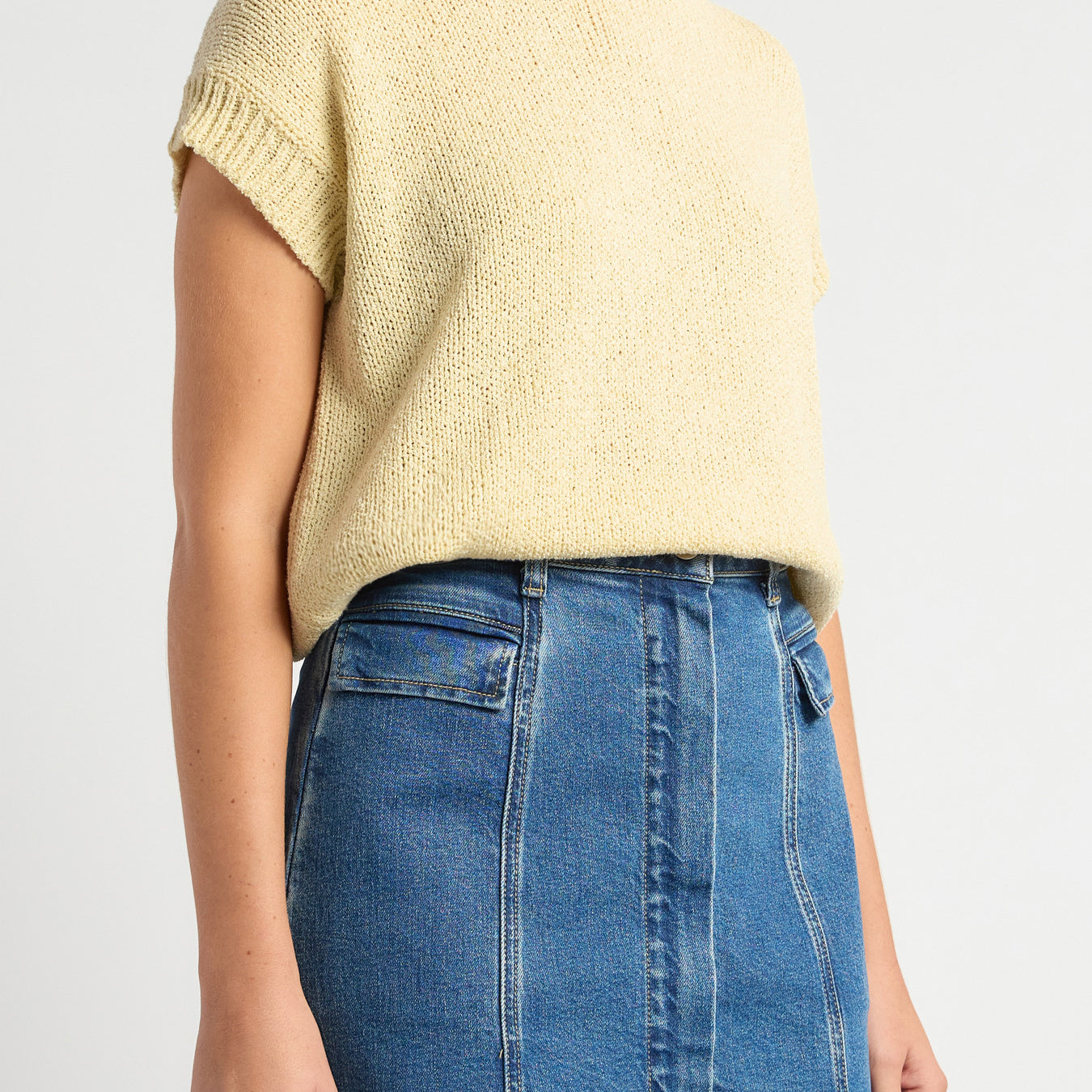 Crochet Cap Sleeves Relaxed Knit Top