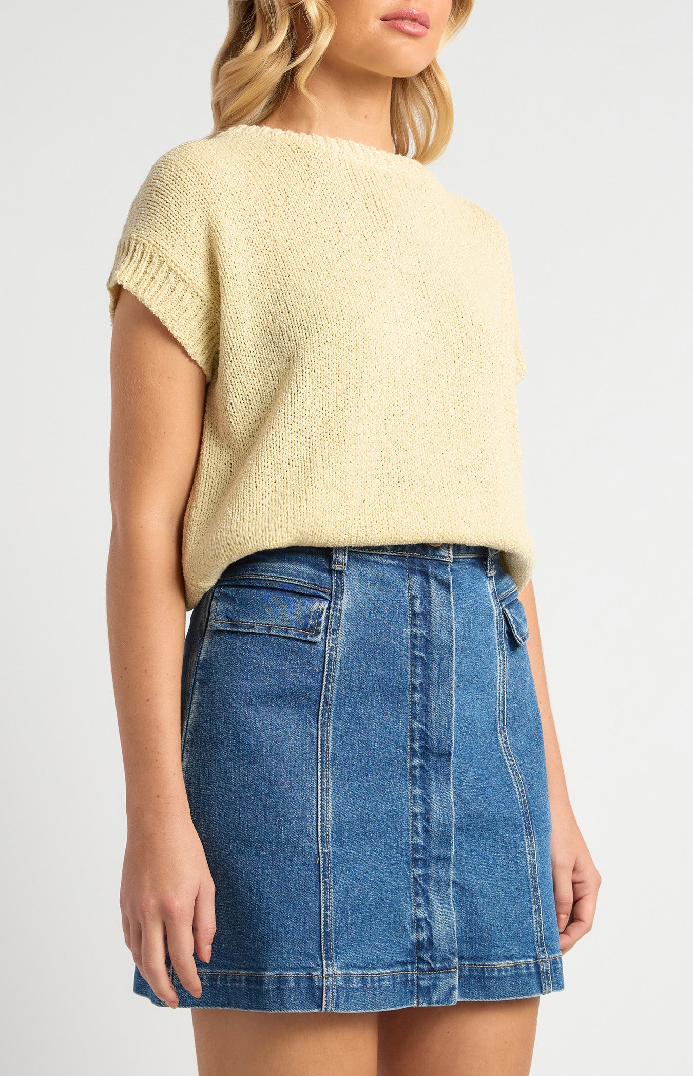 Crochet Cap Sleeves Relaxed Knit Top