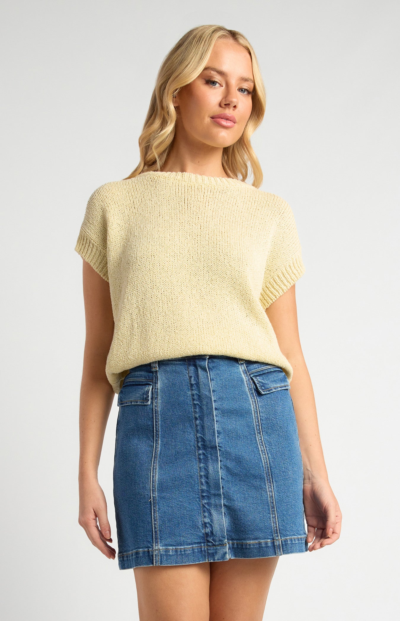 Crochet Cap Sleeves Relaxed Knit Top
