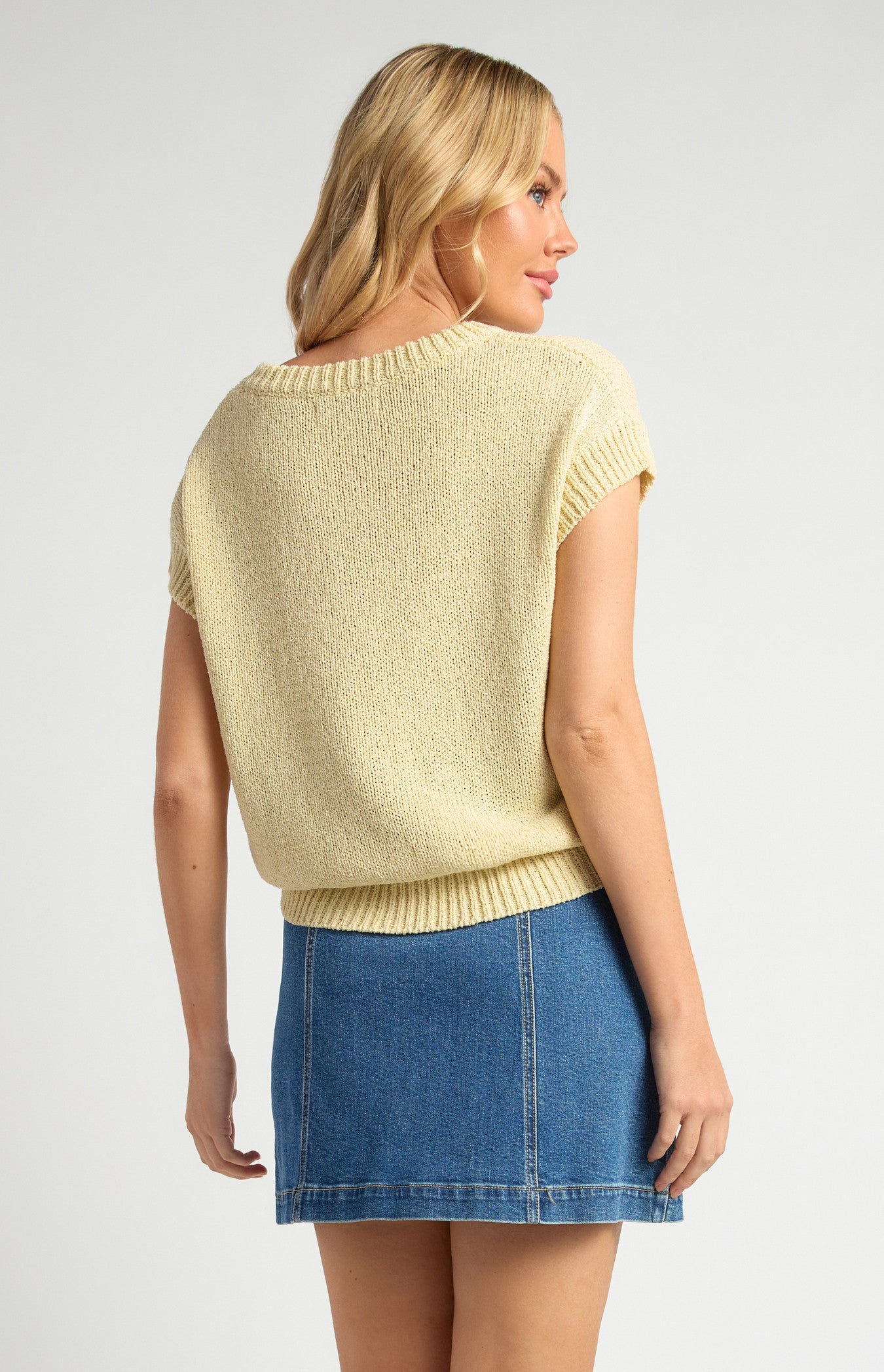 Crochet Cap Sleeves Relaxed Knit Top