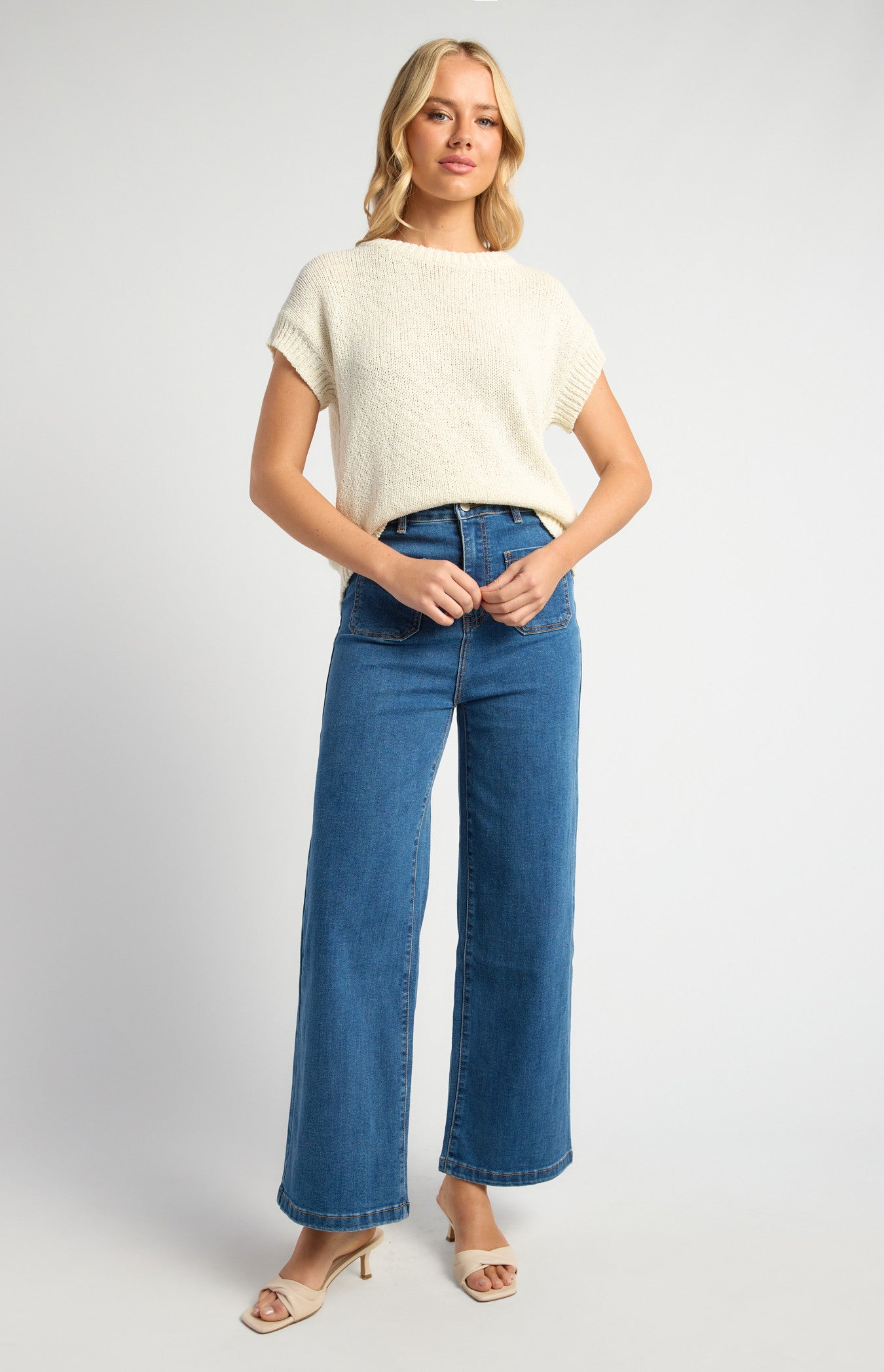 Crochet Cap Sleeves Relaxed Knit Top