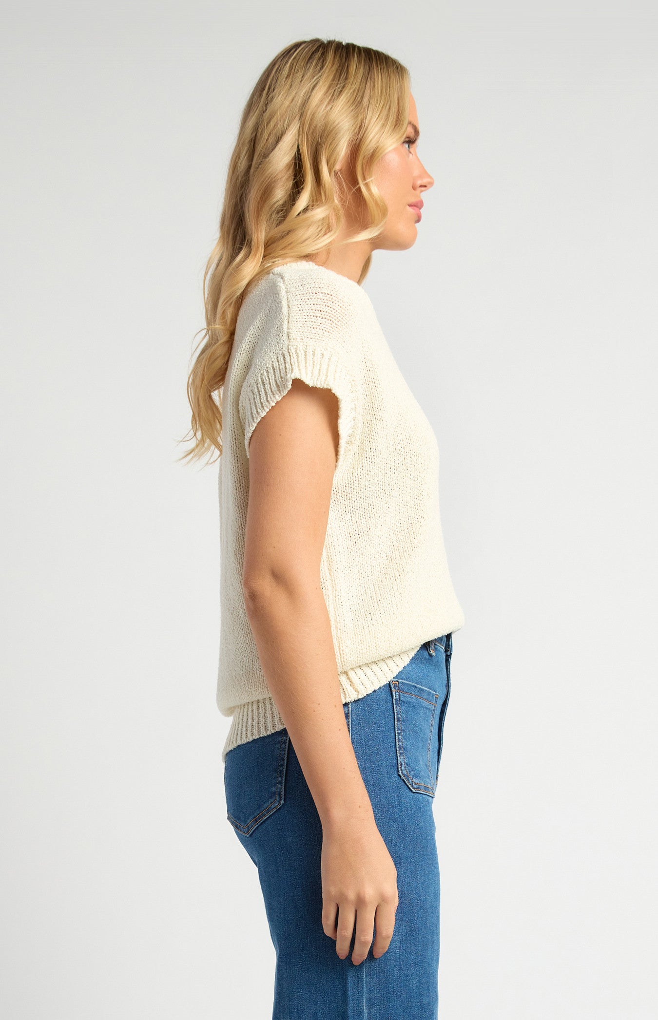 Crochet Cap Sleeves Relaxed Knit Top
