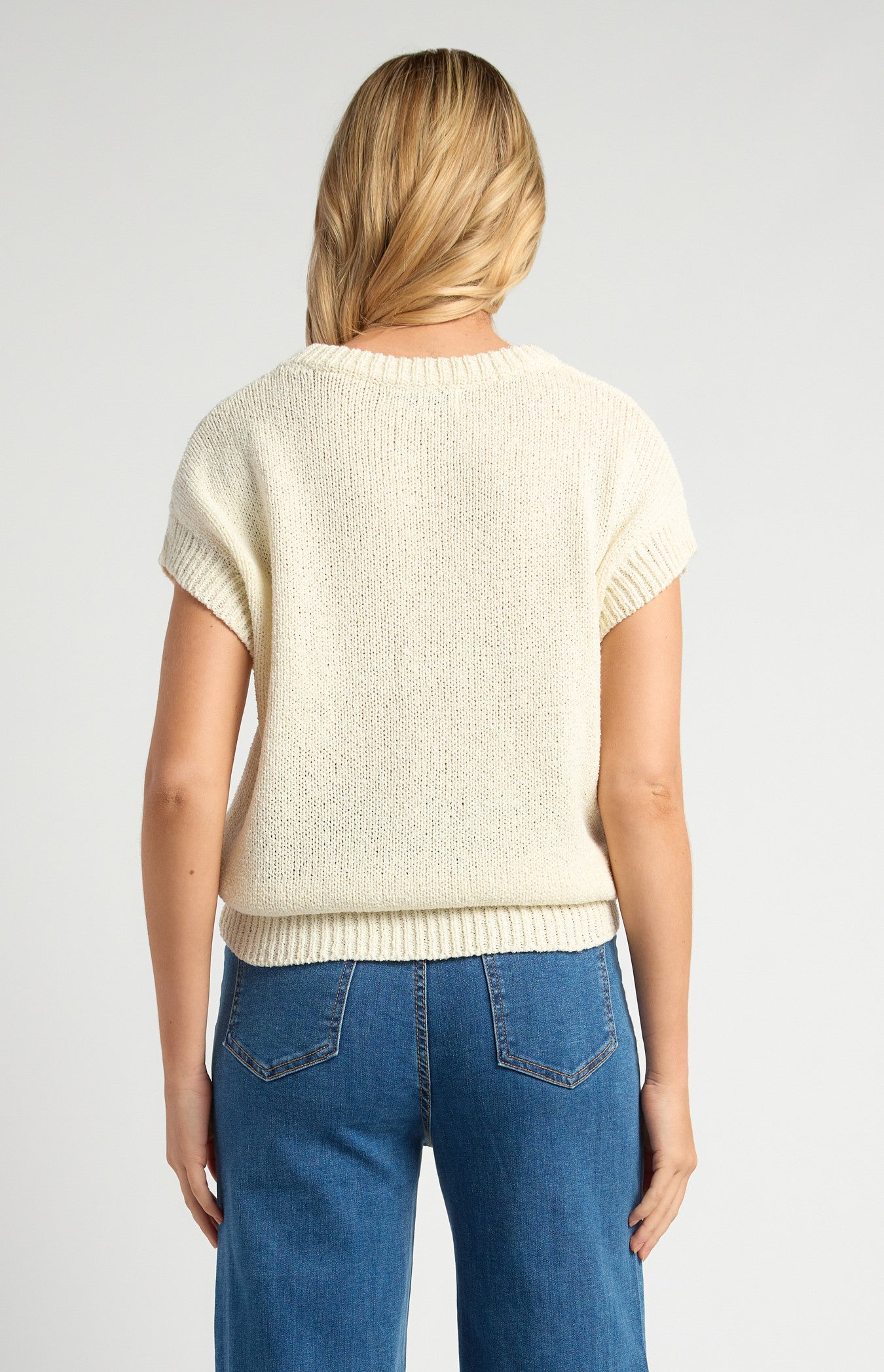 Crochet Cap Sleeves Relaxed Knit Top
