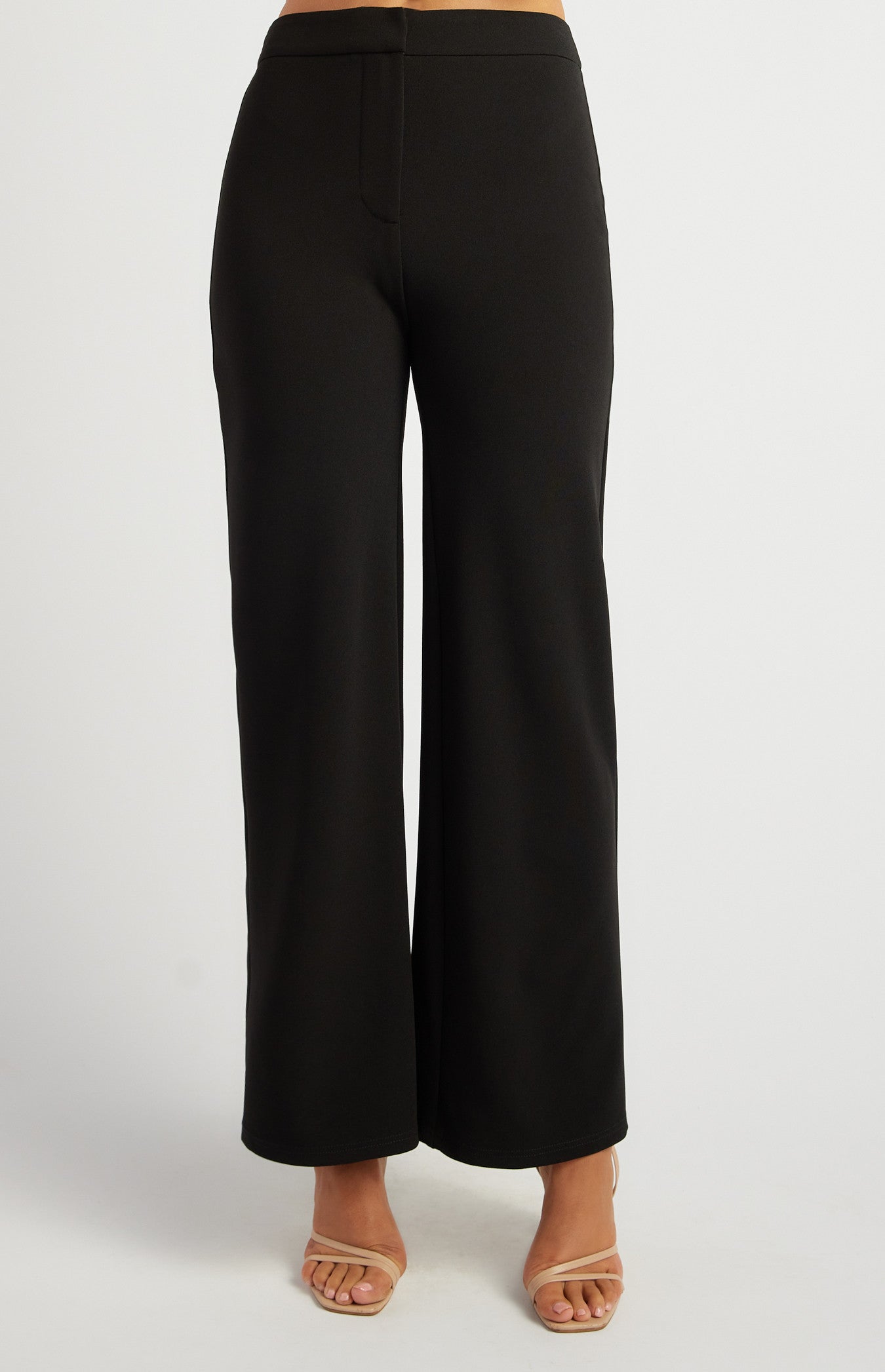 Stretch Jersey High Waisted Straight Leg Pants