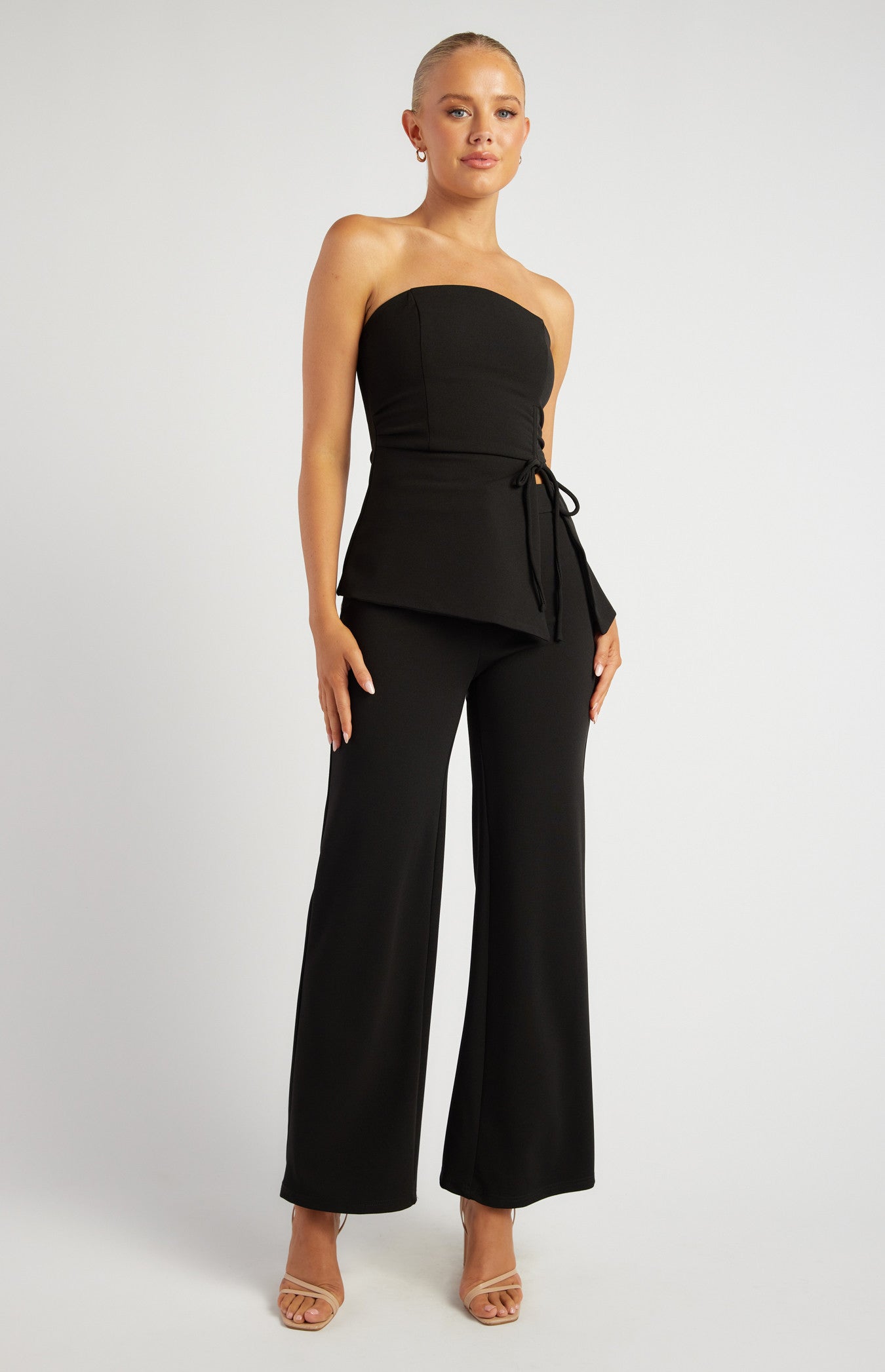 Stretch Jersey High Waisted Straight Leg Pants