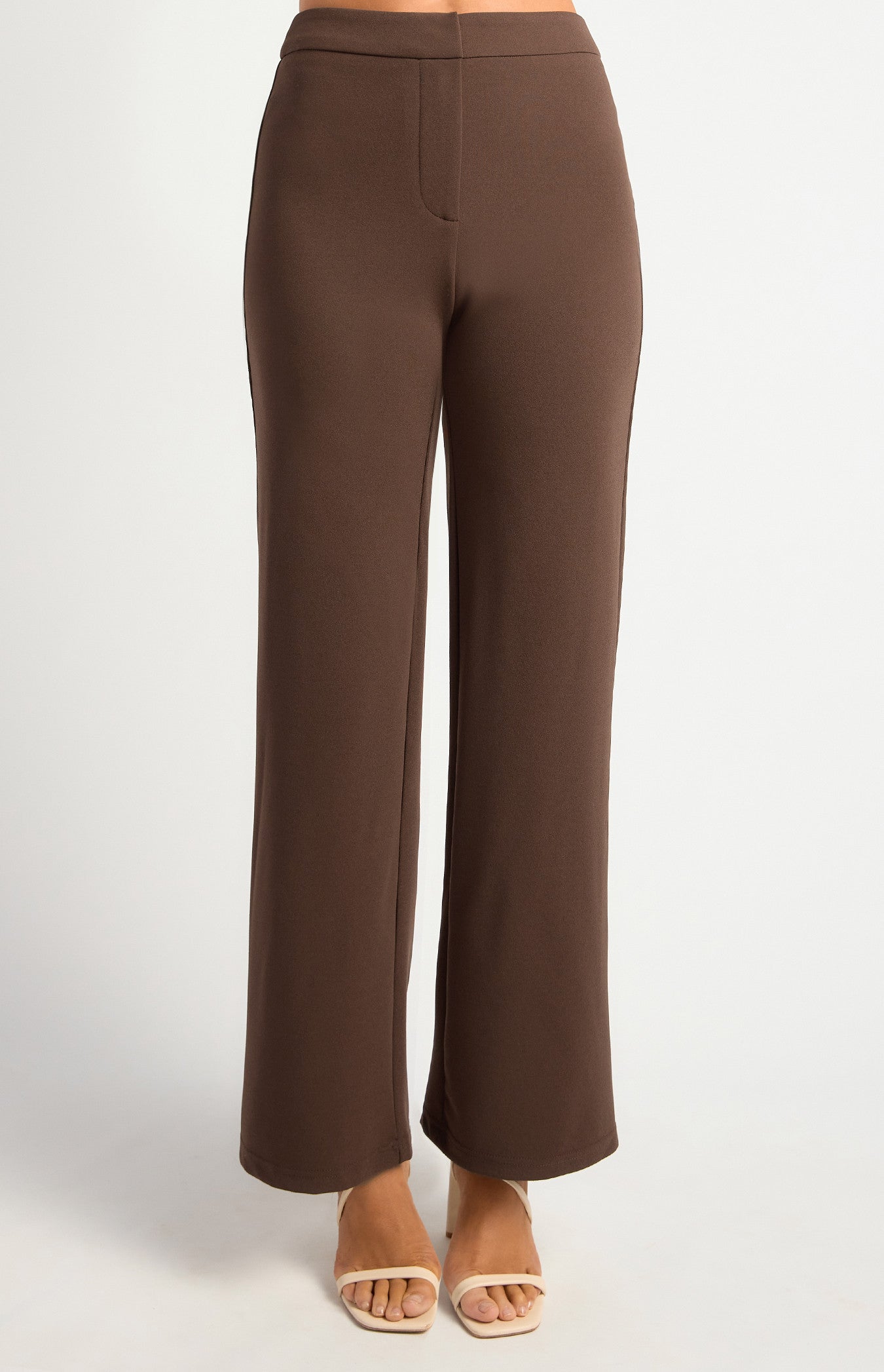 Stretch Jersey High Waisted Straight Leg Pants