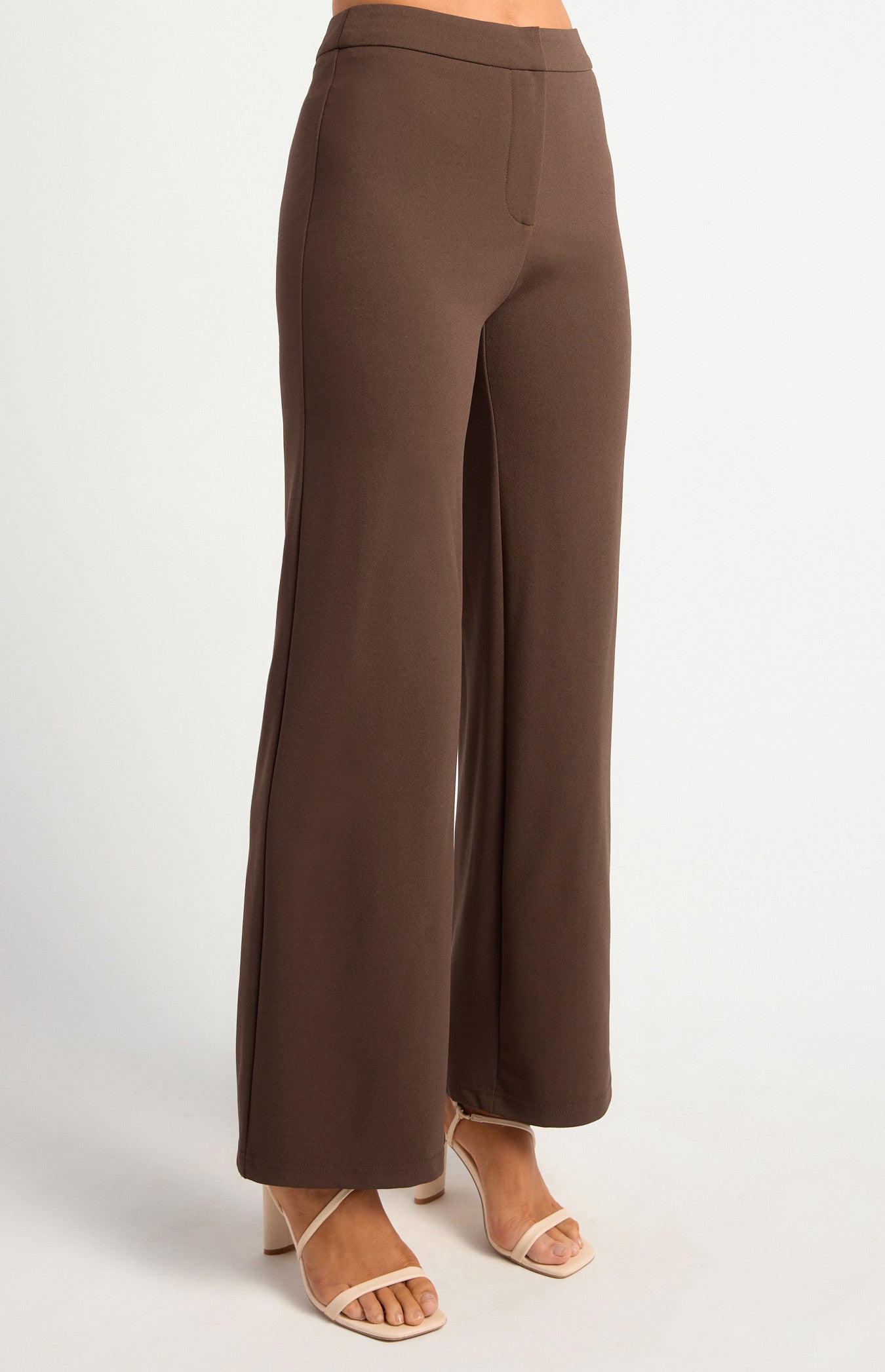 Stretch Jersey High Waisted Straight Leg Pants