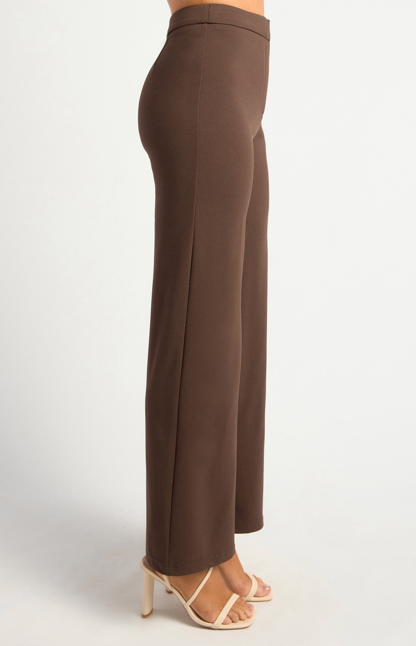 Stretch Jersey High Waisted Straight Leg Pants