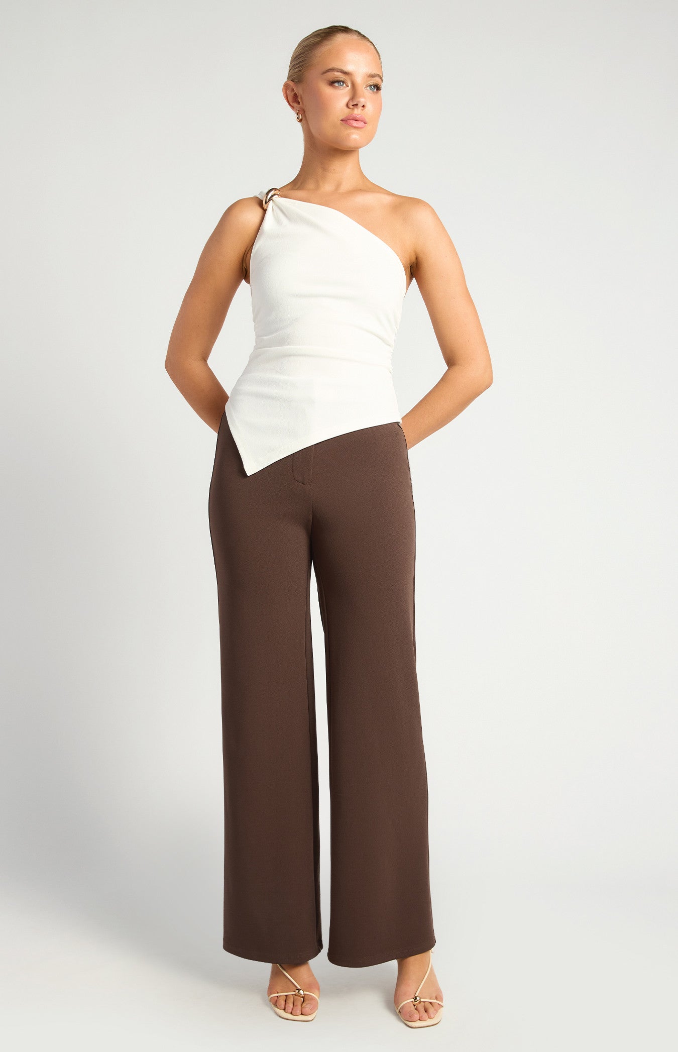 Stretch Jersey High Waisted Straight Leg Pants