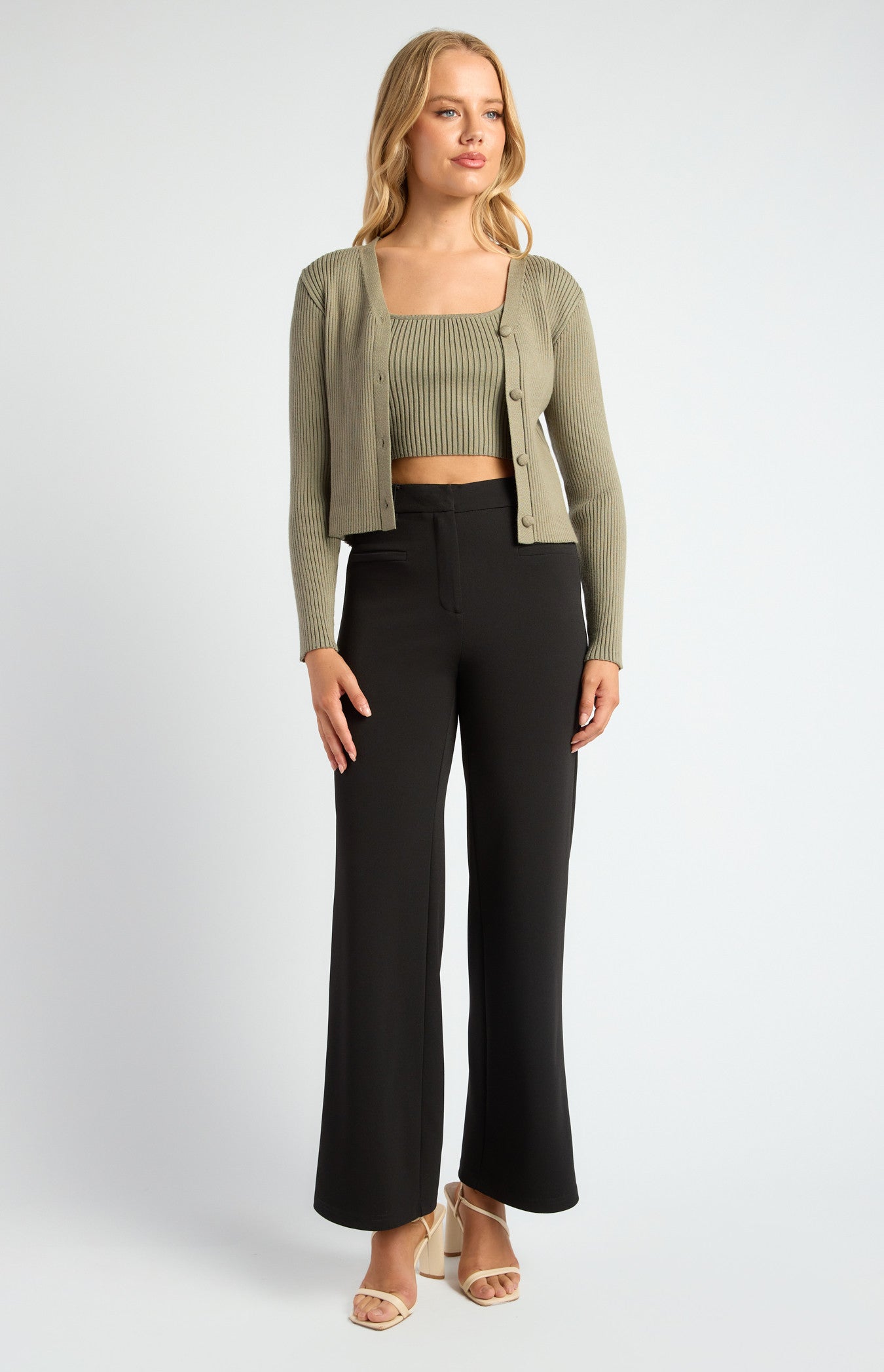 High-Waisted Bell-Bottom Jersey Pants