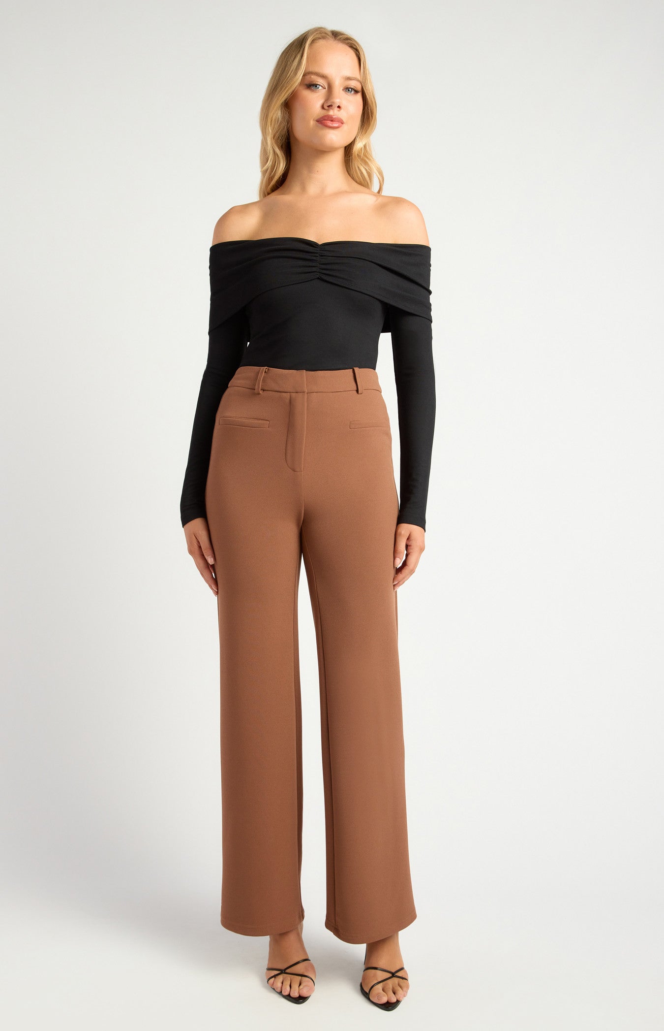 High-Waisted Bell-Bottom Jersey Pants