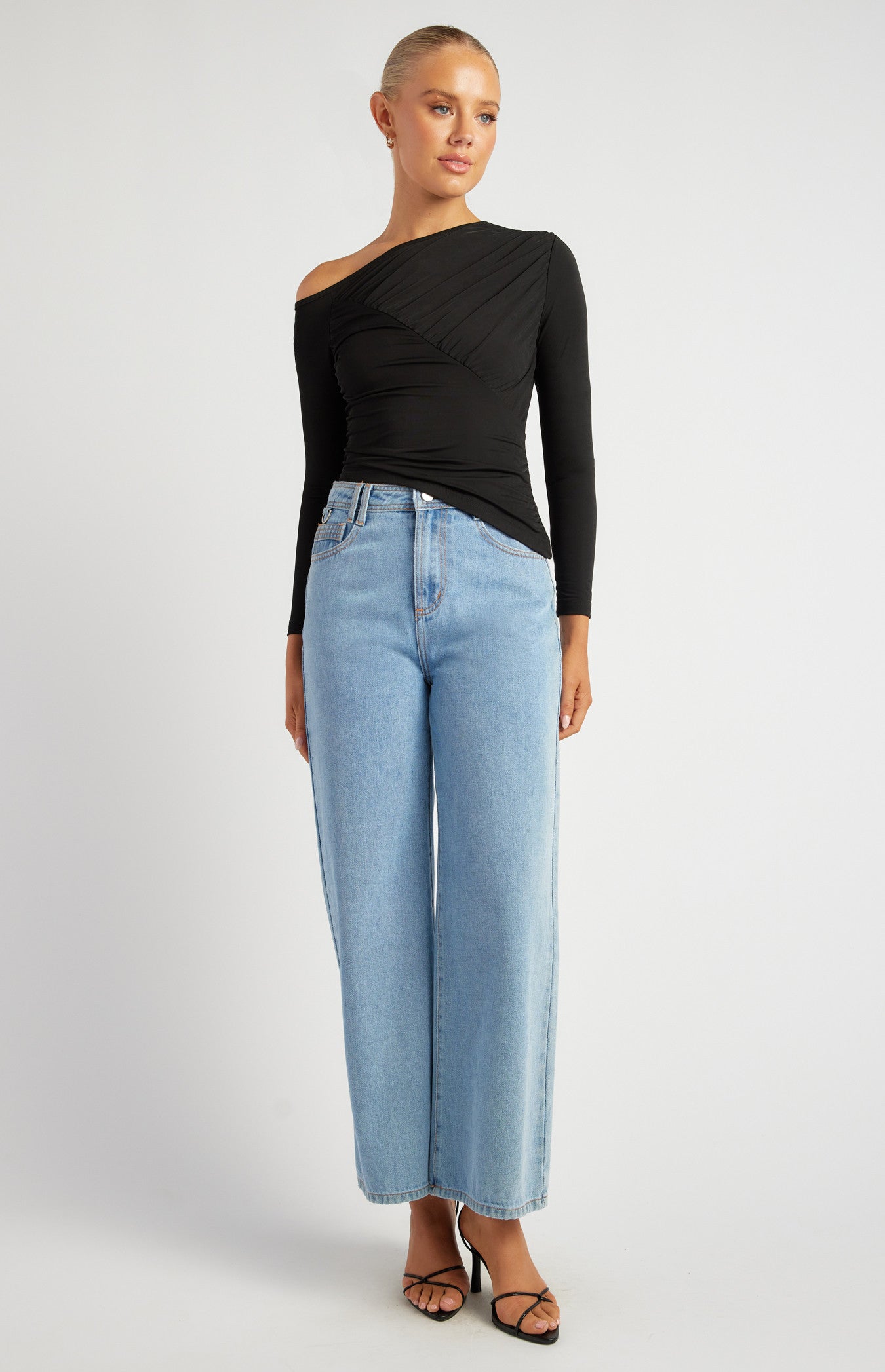 Ruched Line Detail Dressy Jersey Top