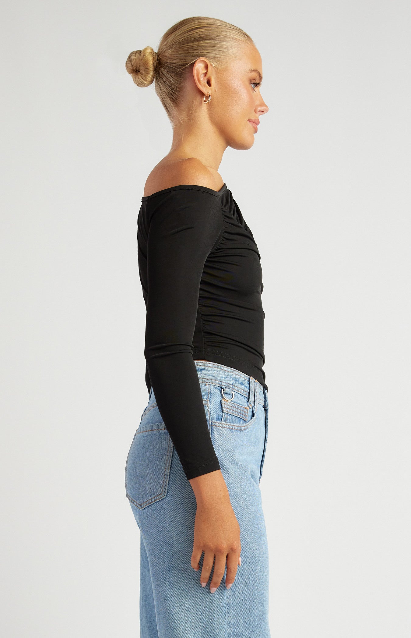 Ruched Line Detail Dressy Jersey Top