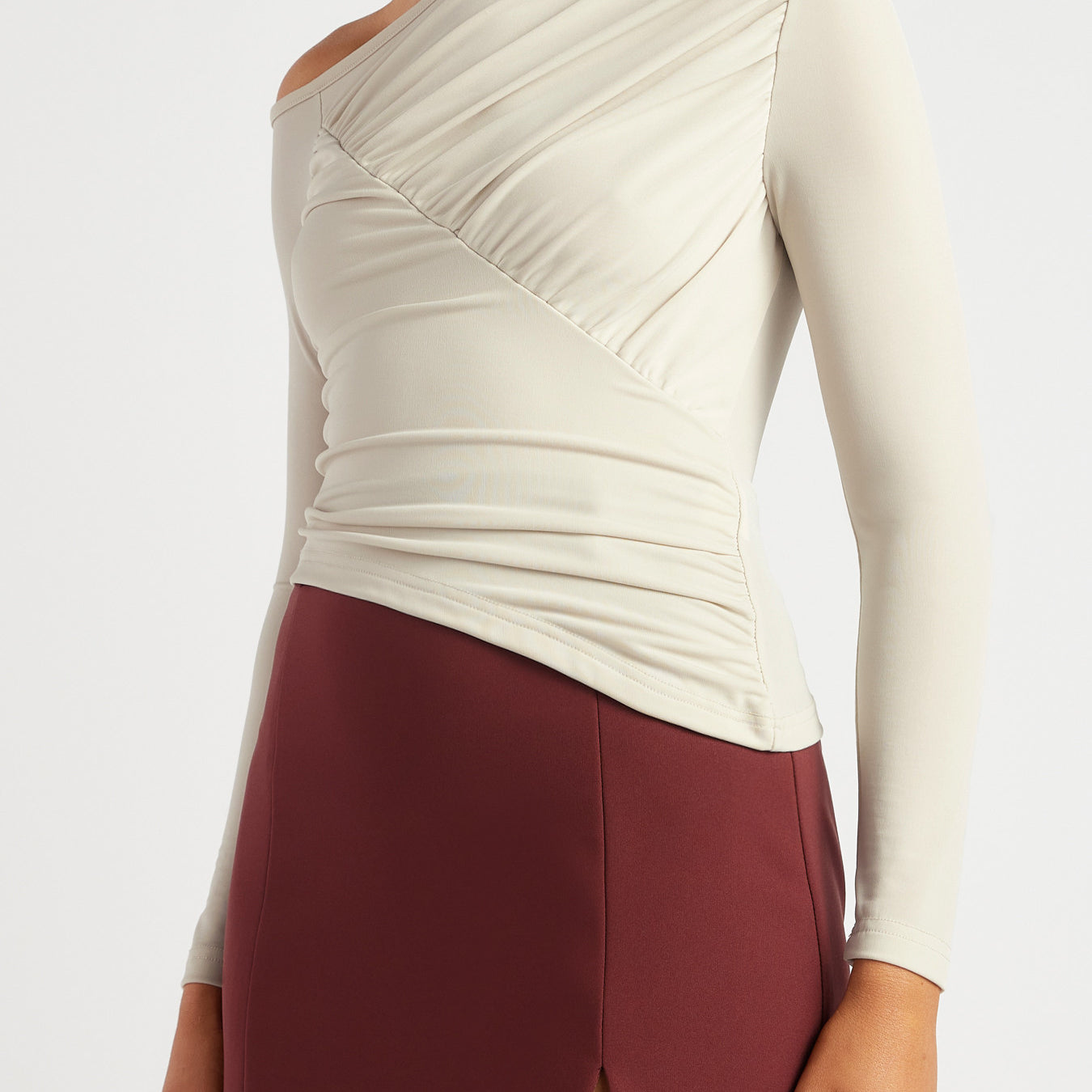 Ruched Line Detail Dressy Jersey Top