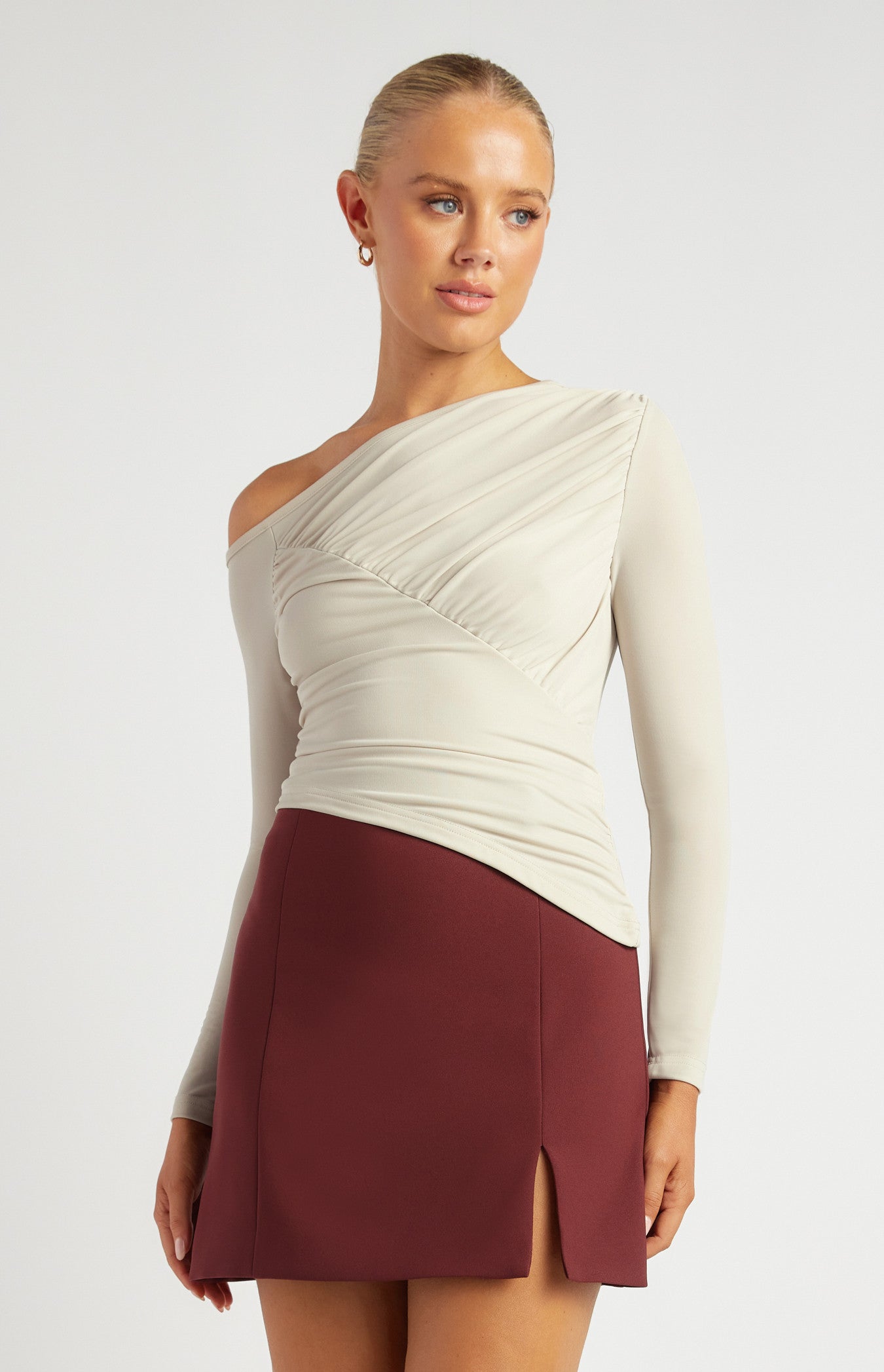 Ruched Line Detail Dressy Jersey Top