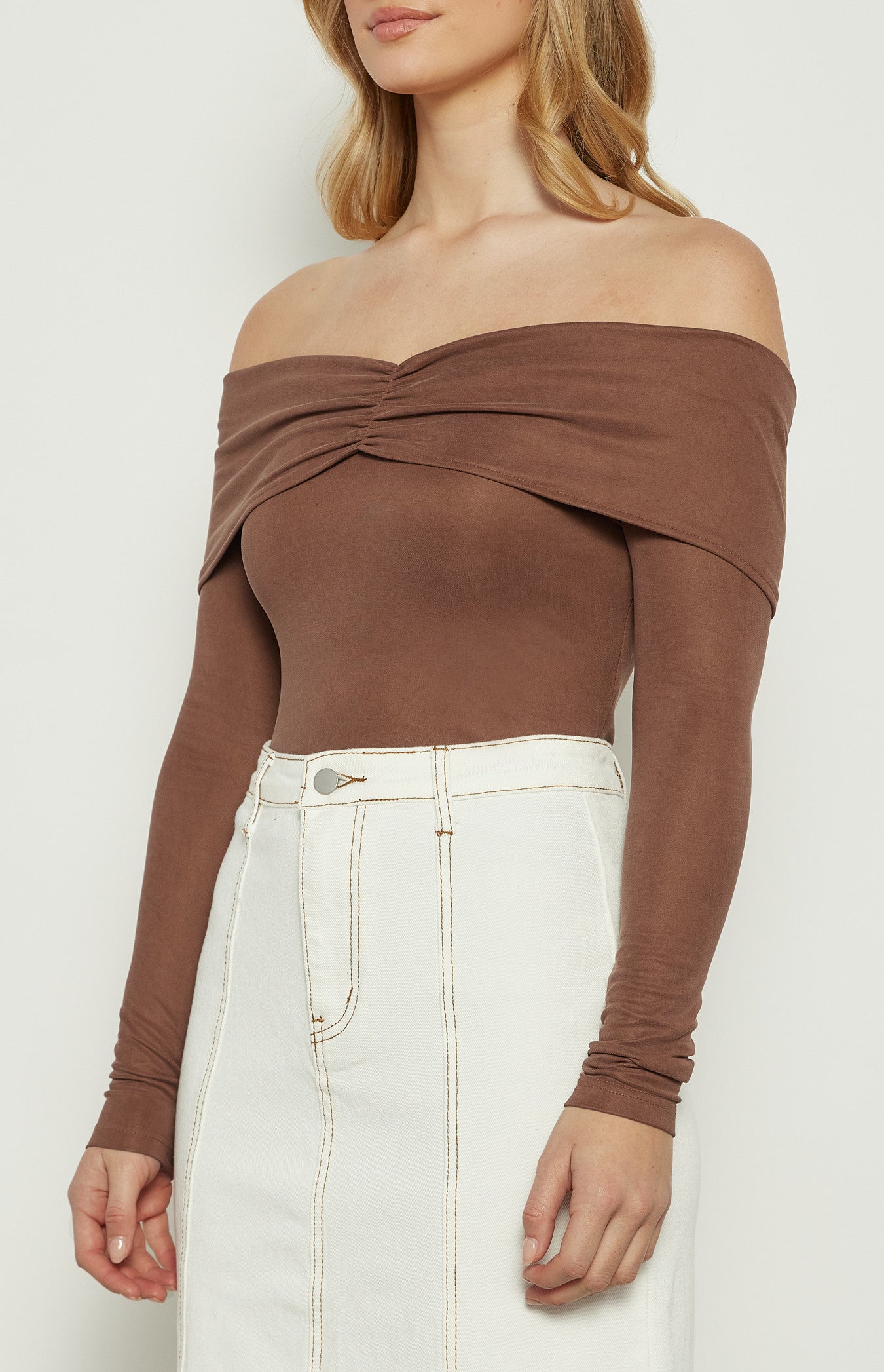 Off Shoulder Top with Front Ruched