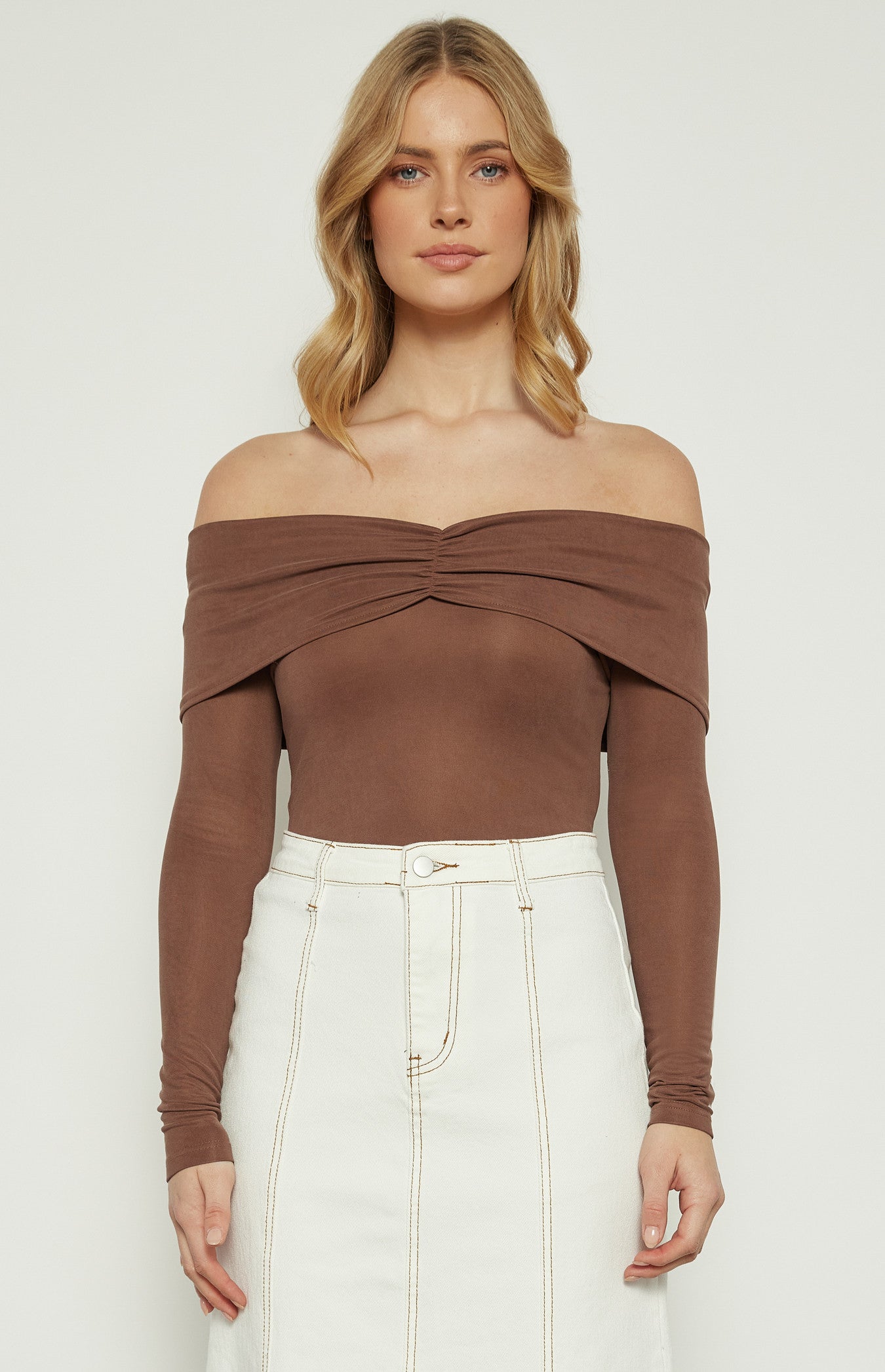 Off Shoulder Top with Front Ruched