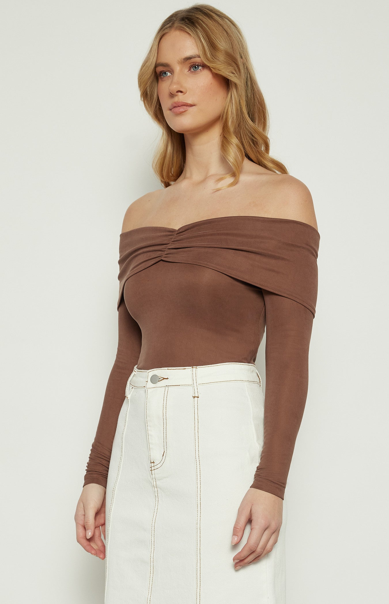 Off Shoulder Top with Front Ruched
