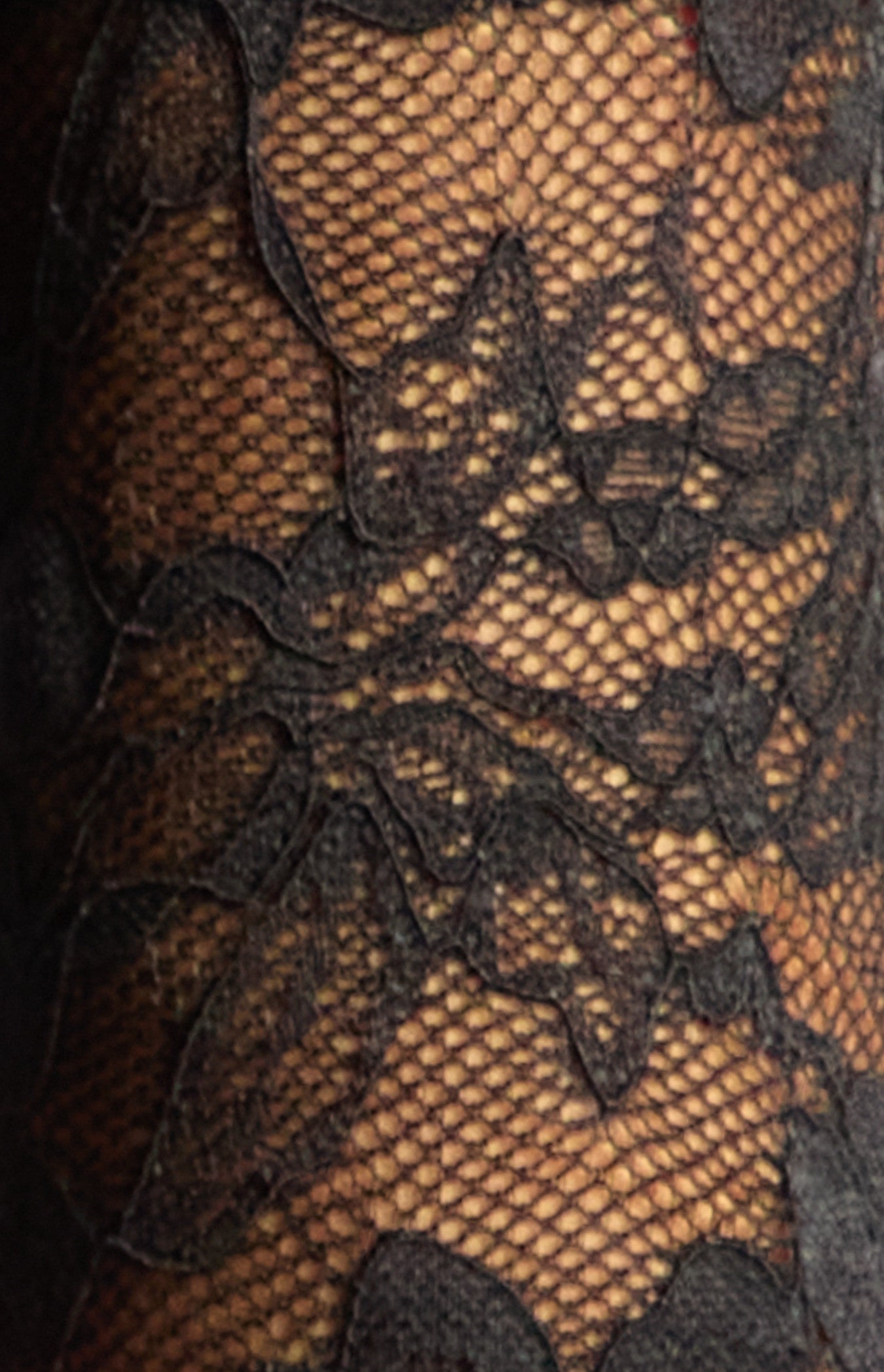 Contrast Fabric Mock Neck Lace Top with Bell Sleeves