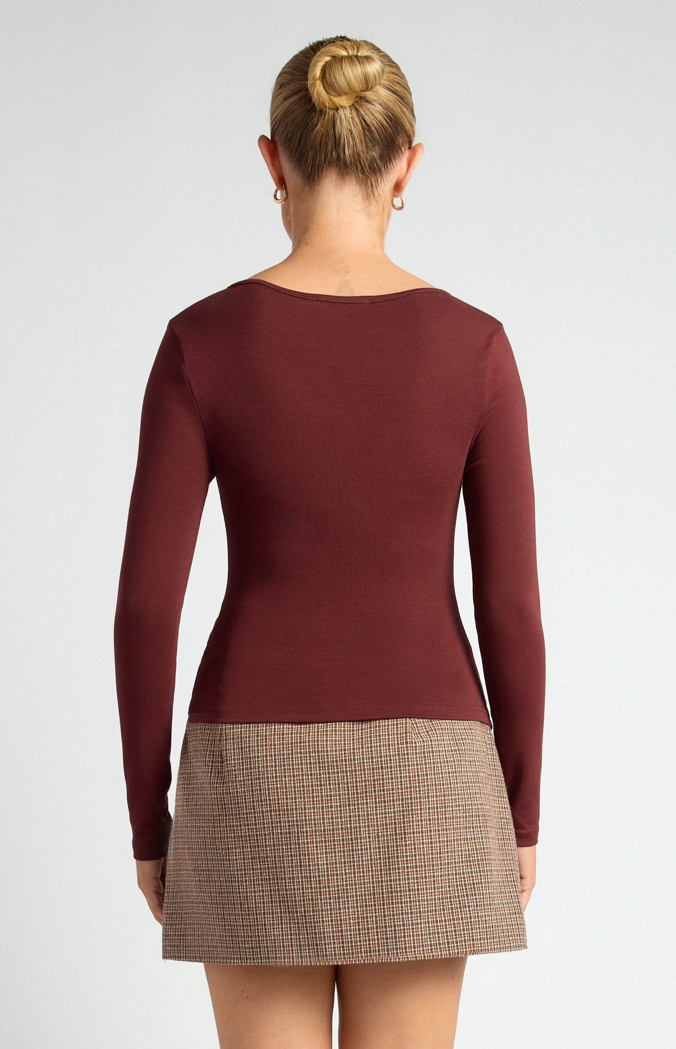 Asymmetric Neckline Jersey Top with Button Ruffle Feature