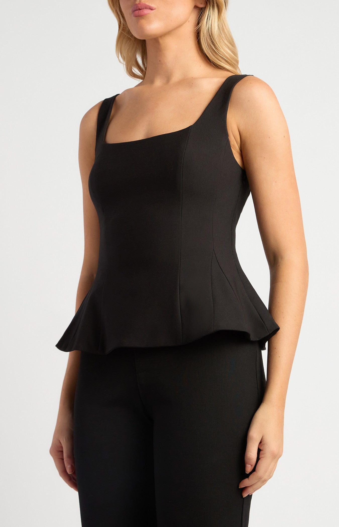 Stretch Jersey Peplum Top with Invisible Side Zip