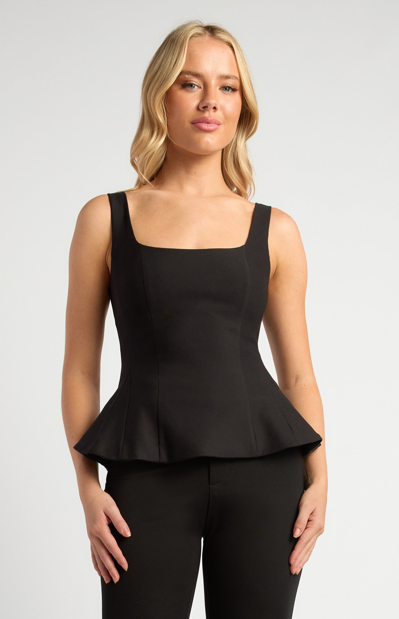 Stretch Jersey Peplum Top with Invisible Side Zip