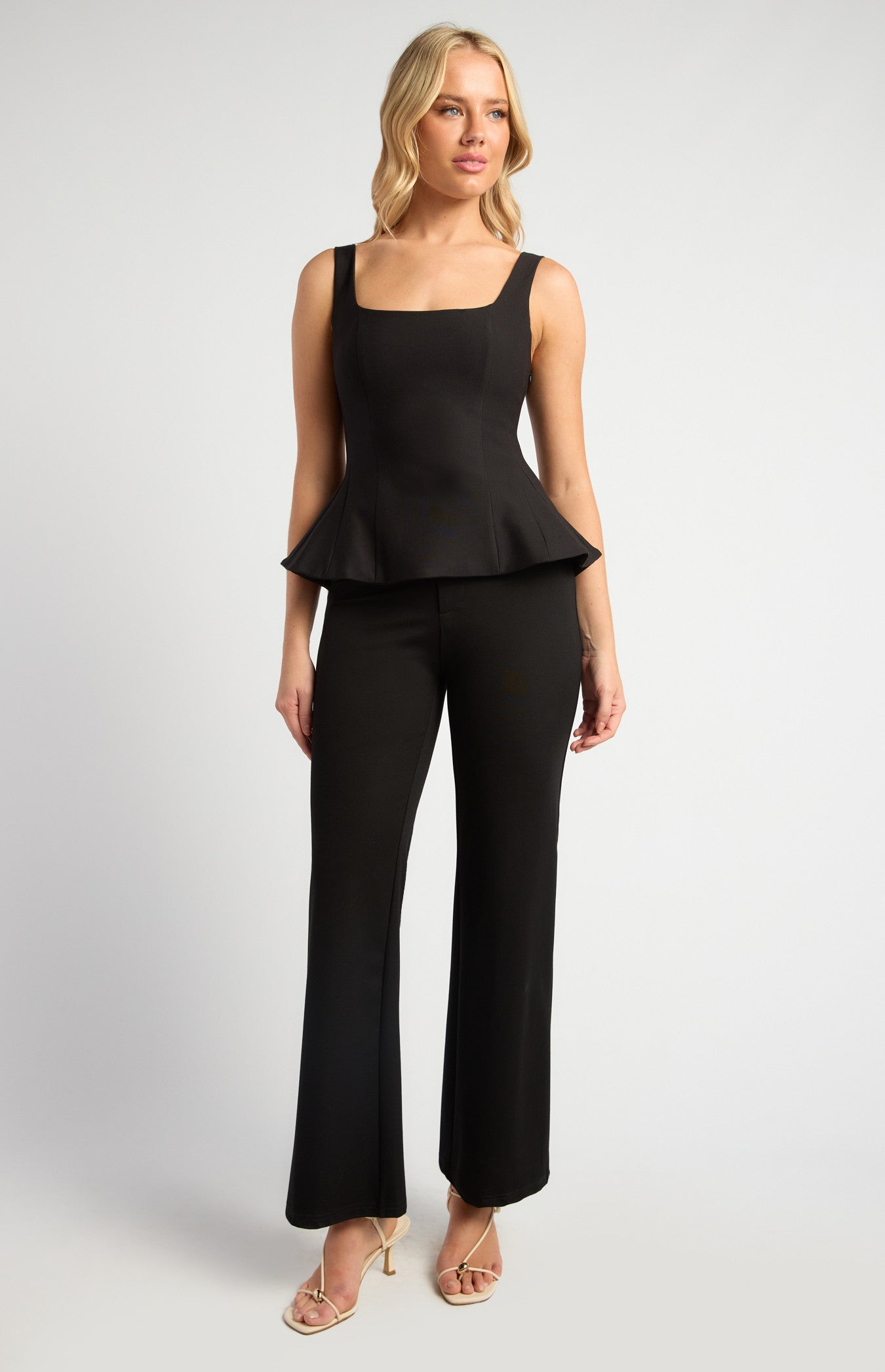 Stretch Jersey Peplum Top with Invisible Side Zip