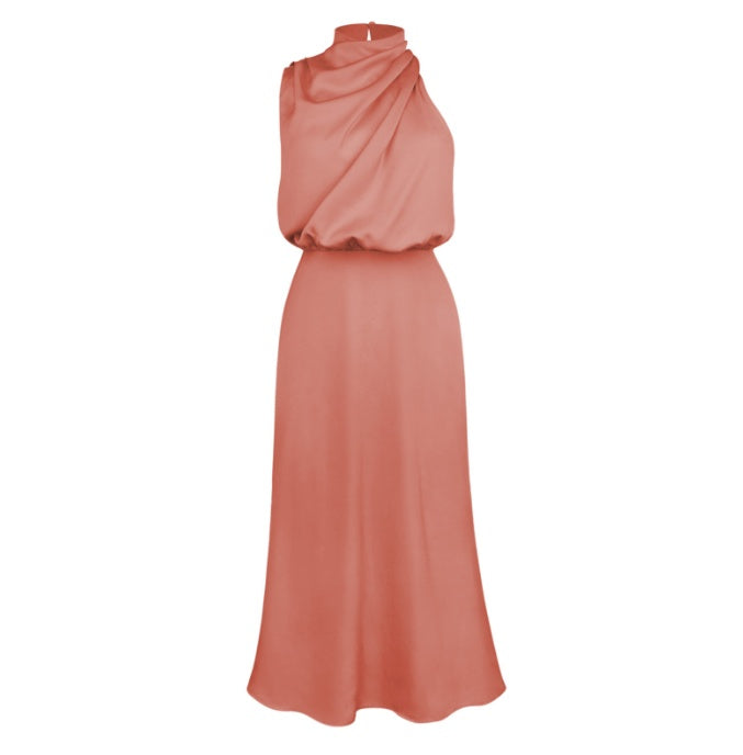 Sleeveless Satin-Effect Statement Dress