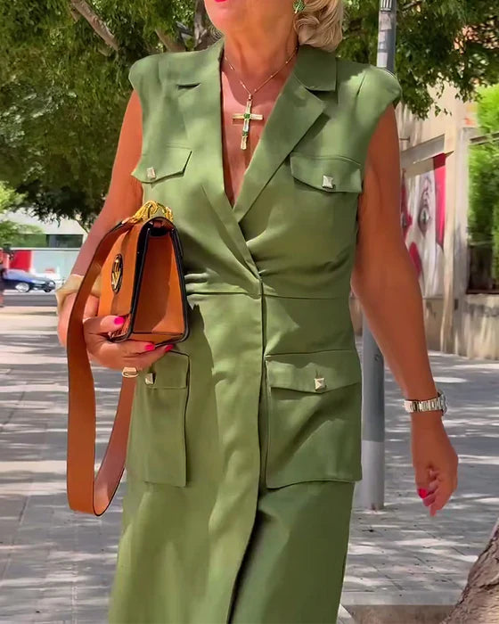 Casual Solid Color Slim Fit Knee-Length Dress