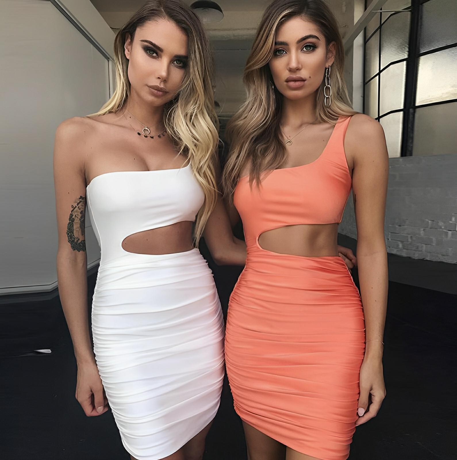 Chic One-Shoulder Cutout Bodycon Dress