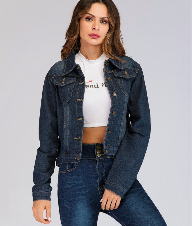 Slim Denim Jacket – Short, Loose-Fit Stylish Outerwear