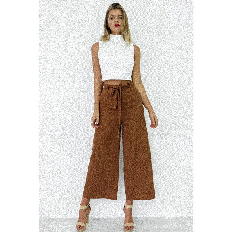 Wide-Leg Culotte Pants