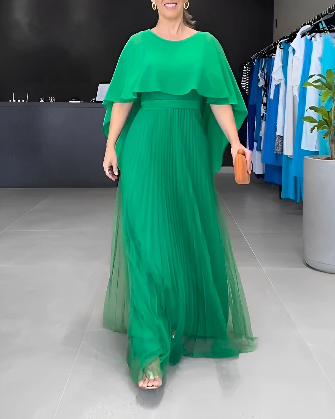 Round Neck A-Line Maxi Dress