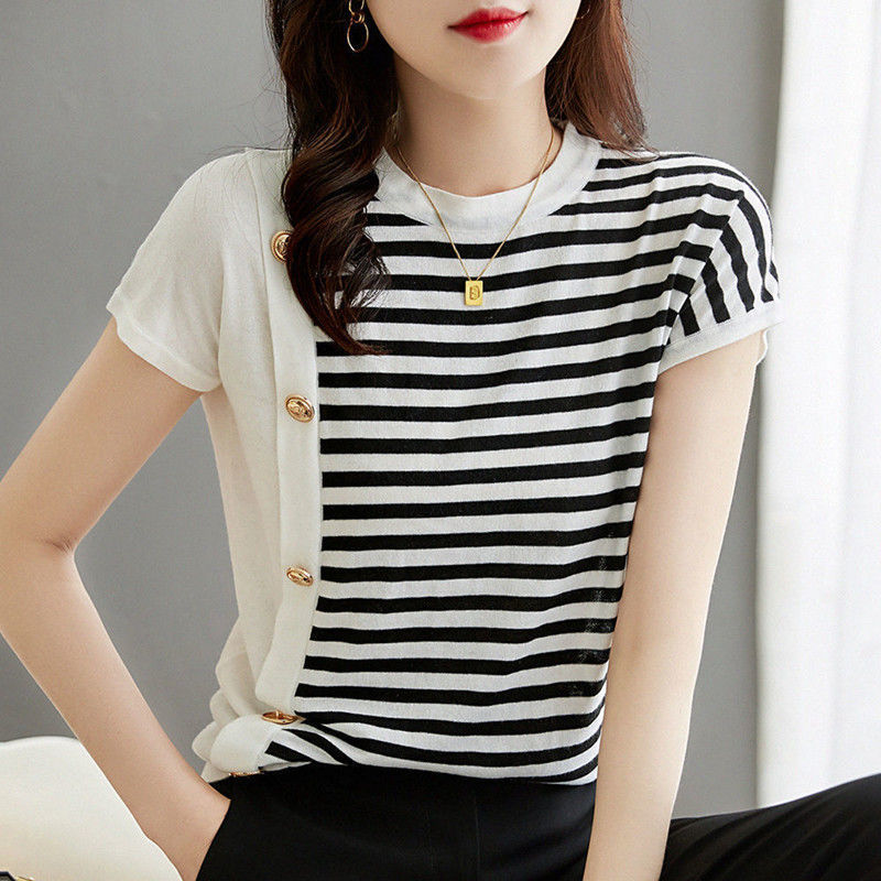 Black And White Striped T-shirt