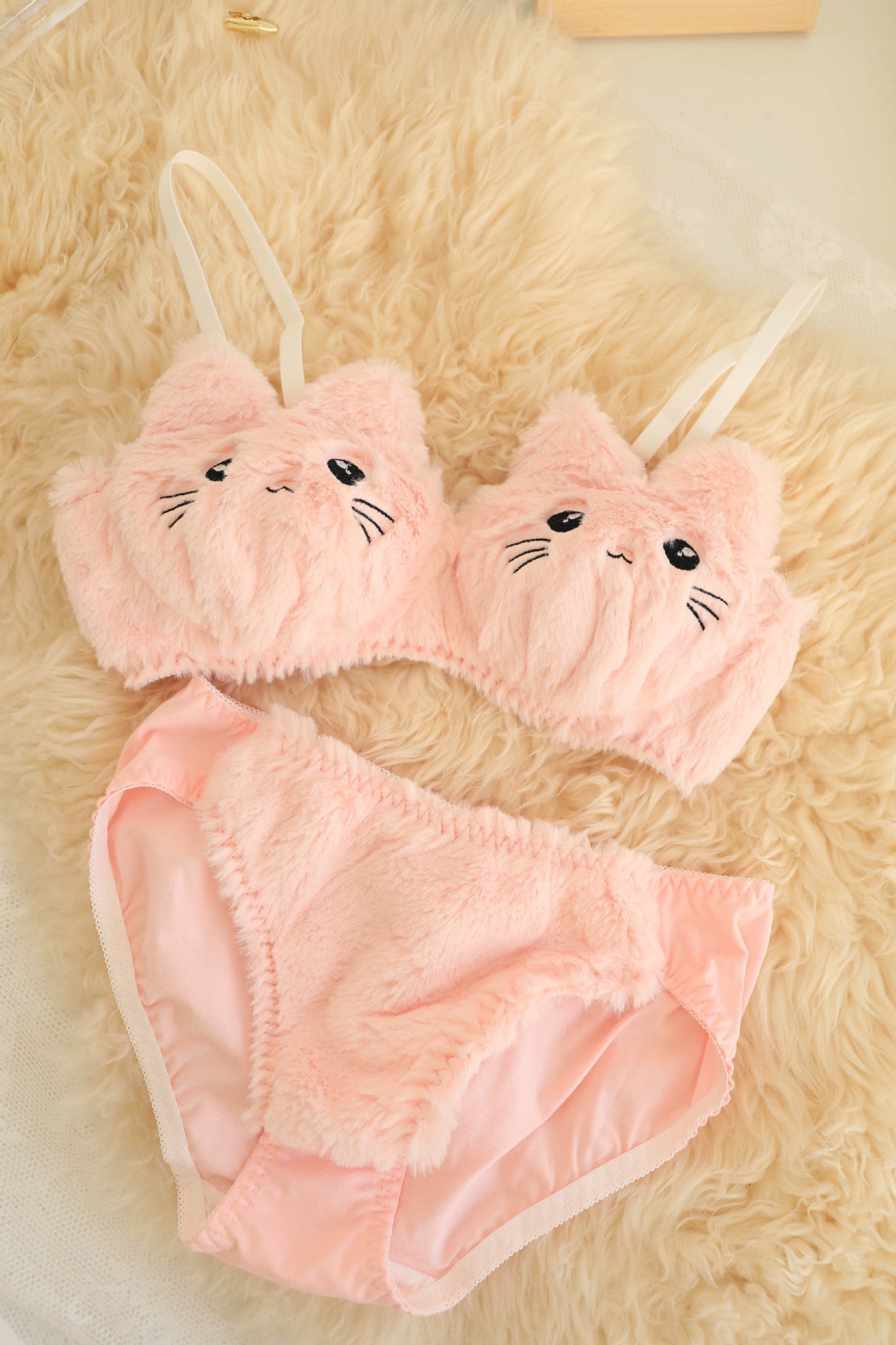 Cute Bear Plush Bra & Underwear Set