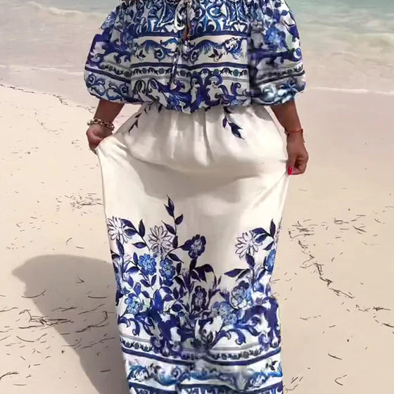 One-Shoulder Printed Resort Dress with Flowy Silhouette